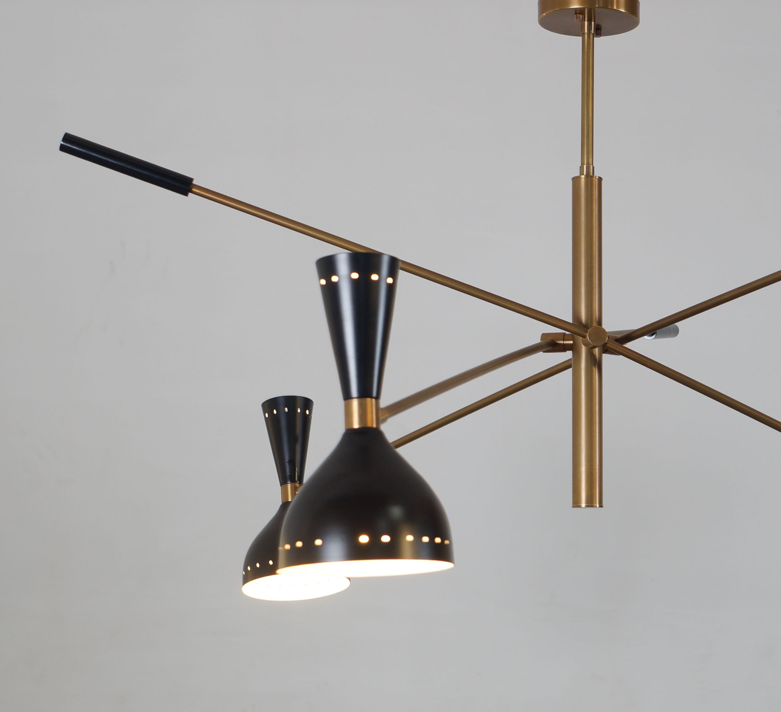 Triennale 3 Stilnovo Brass Chandelier - Doozie Light Studio