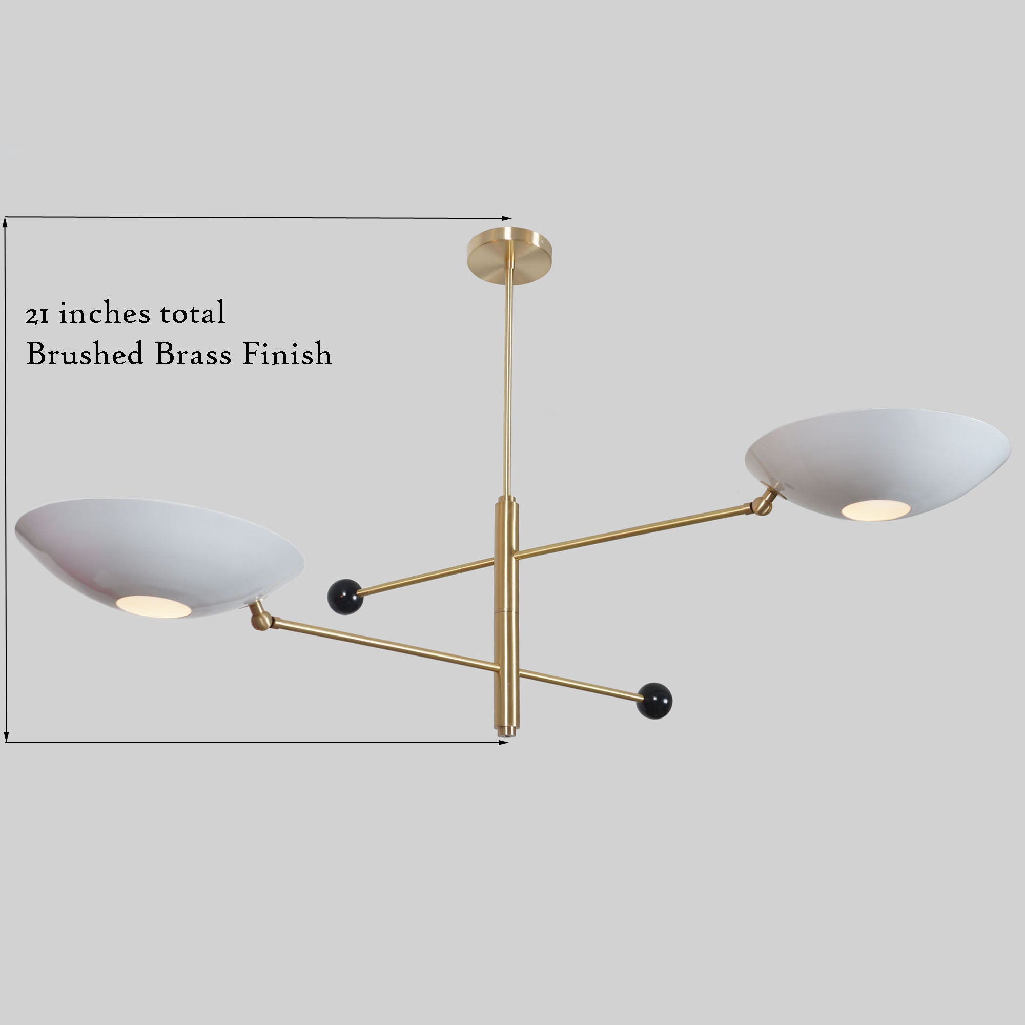 Two Curved Disk Shade Brass Pendant Light - Doozie Light Studio