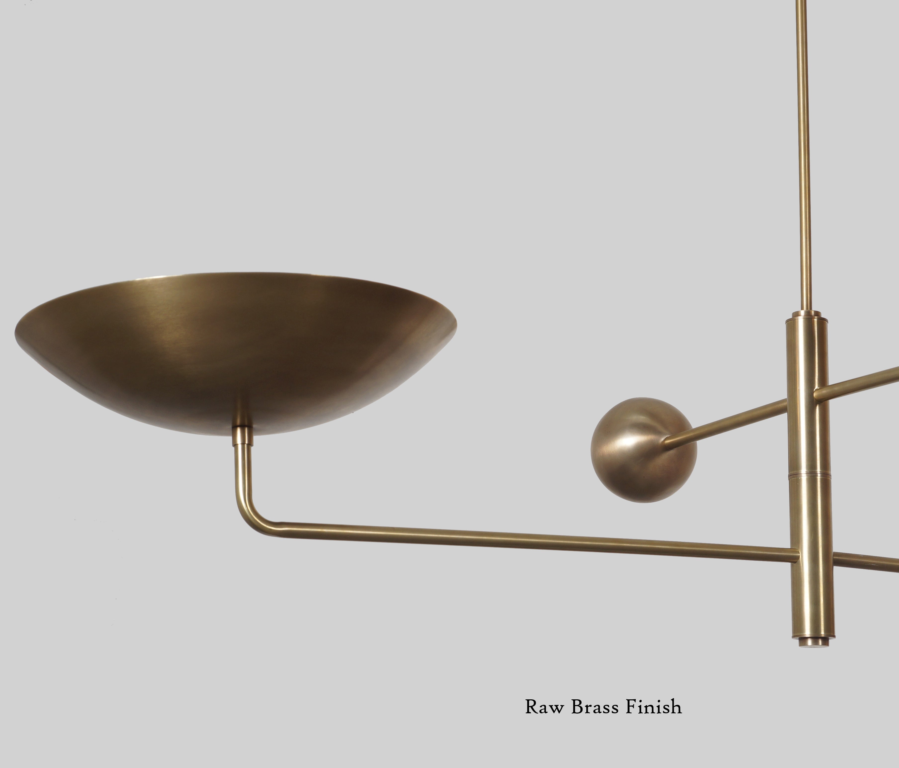 Two Curved Disk Shade Brass Chandelier Fixture - Doozie Light Studio