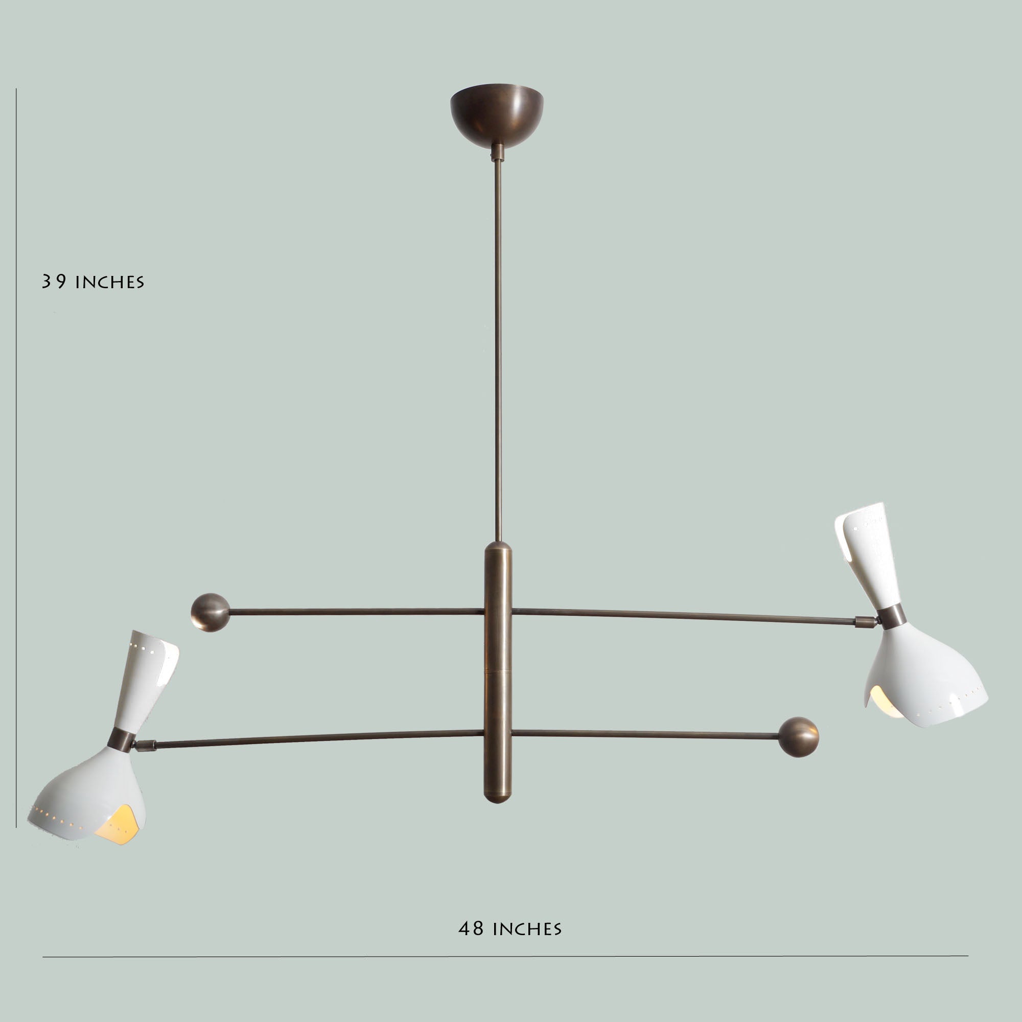 Two Light Shade Brass Pendant Light Fixture - Doozie Light Studio