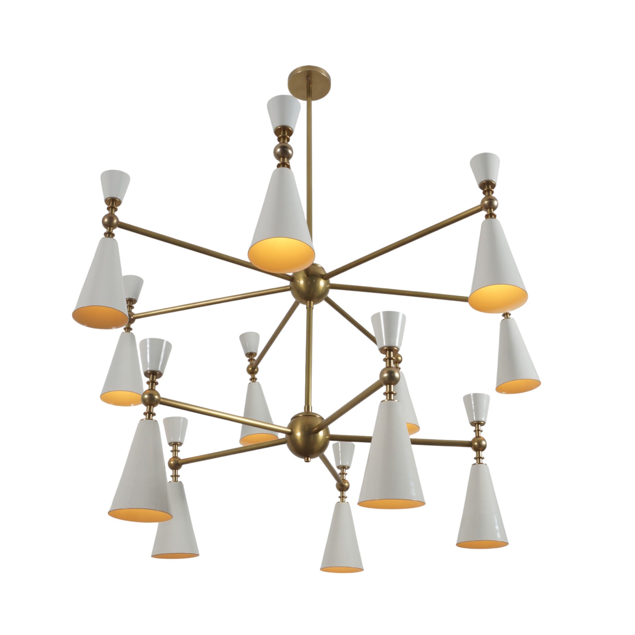 Twelve Light Rox Brass Sputnik Chandelier - Doozie Light Studio