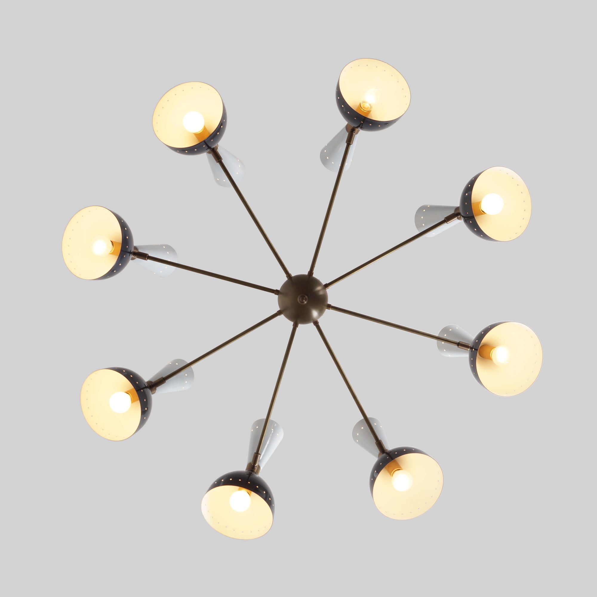 Diabola 8 Shade Light Stilnovo Brass Chandelier Fixture - Doozie Light Studio