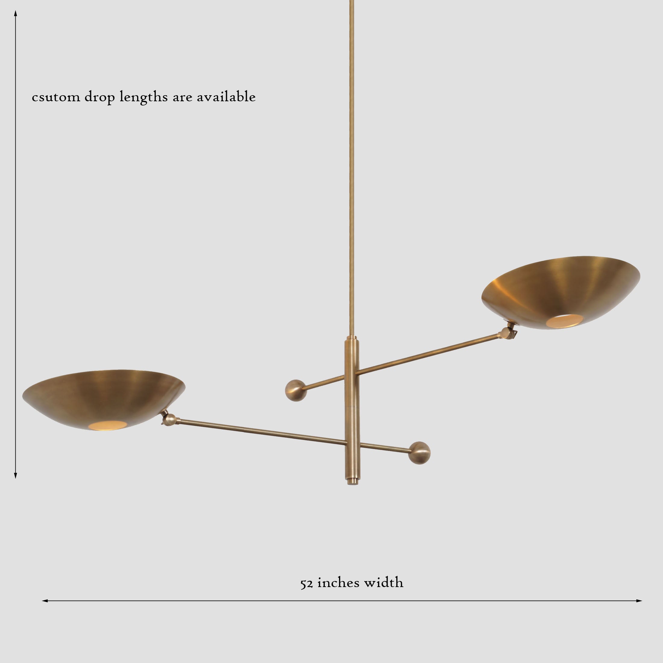 Double Curved Disk Shade Brass Chandelier - Doozie Light Studio