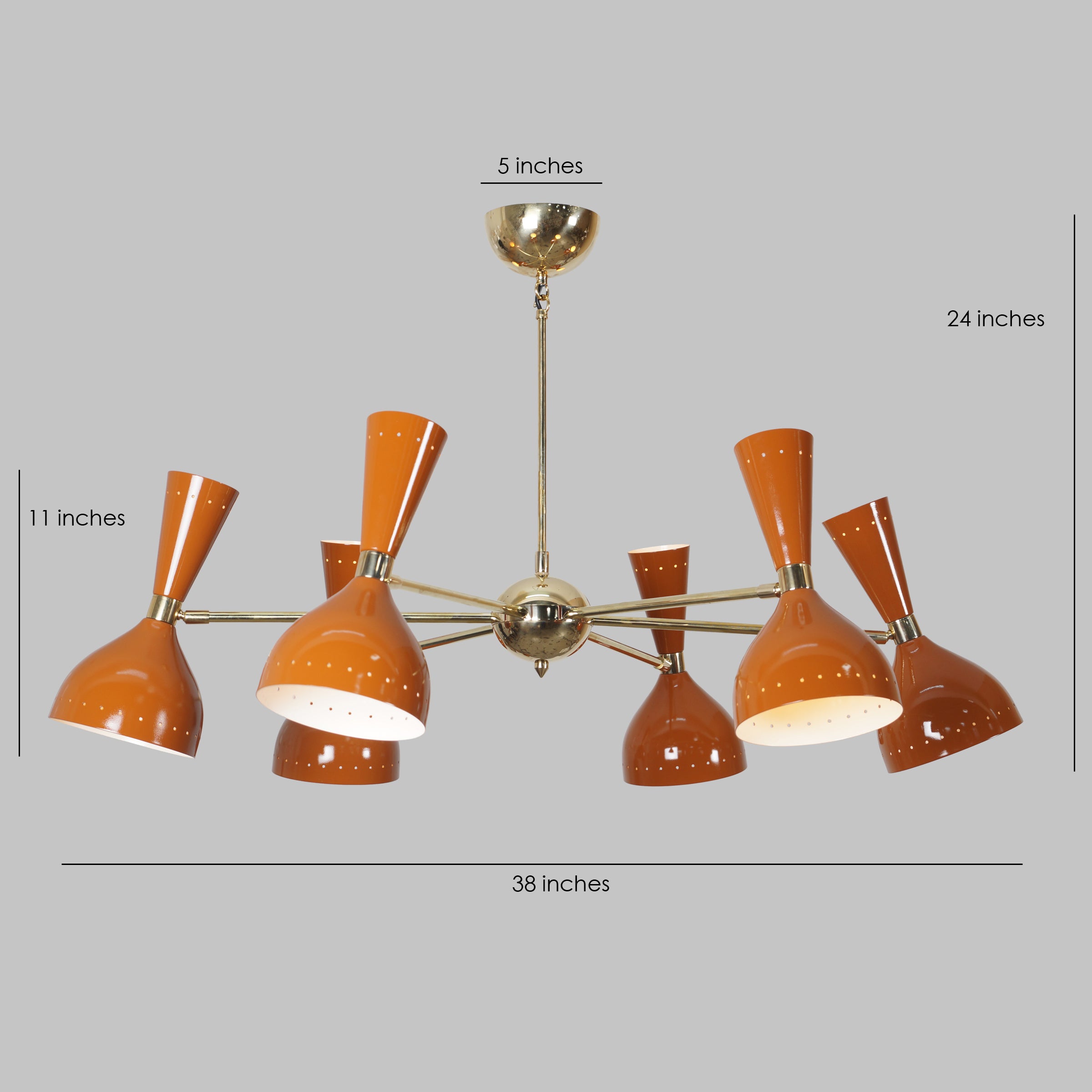 Diabola 5 Stilnovo Brass Chandelier Fixture - Doozie Light Studio