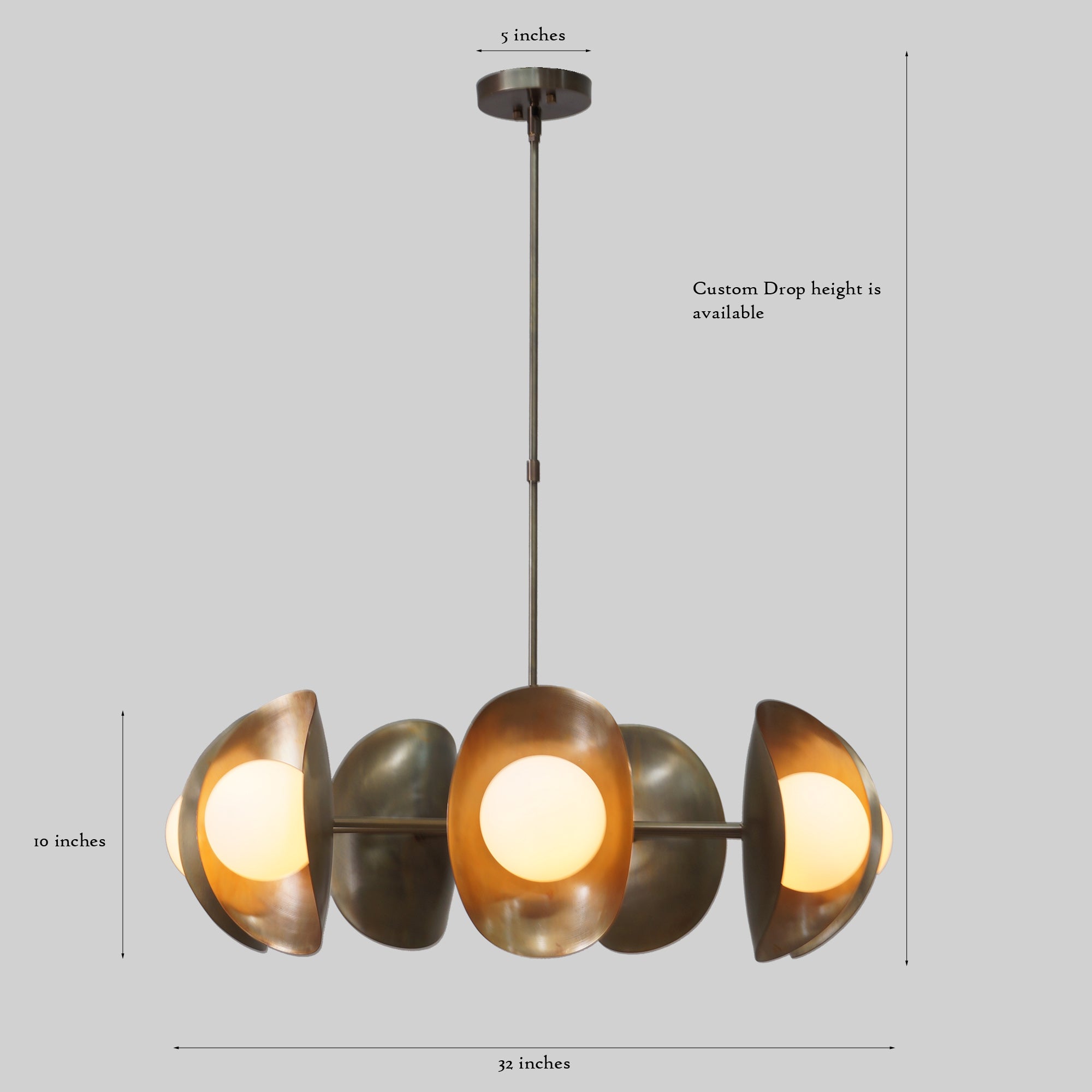 Seven Globe Brass Sputnik Tuna Chandelier Light Fixture - Doozie Light Studio