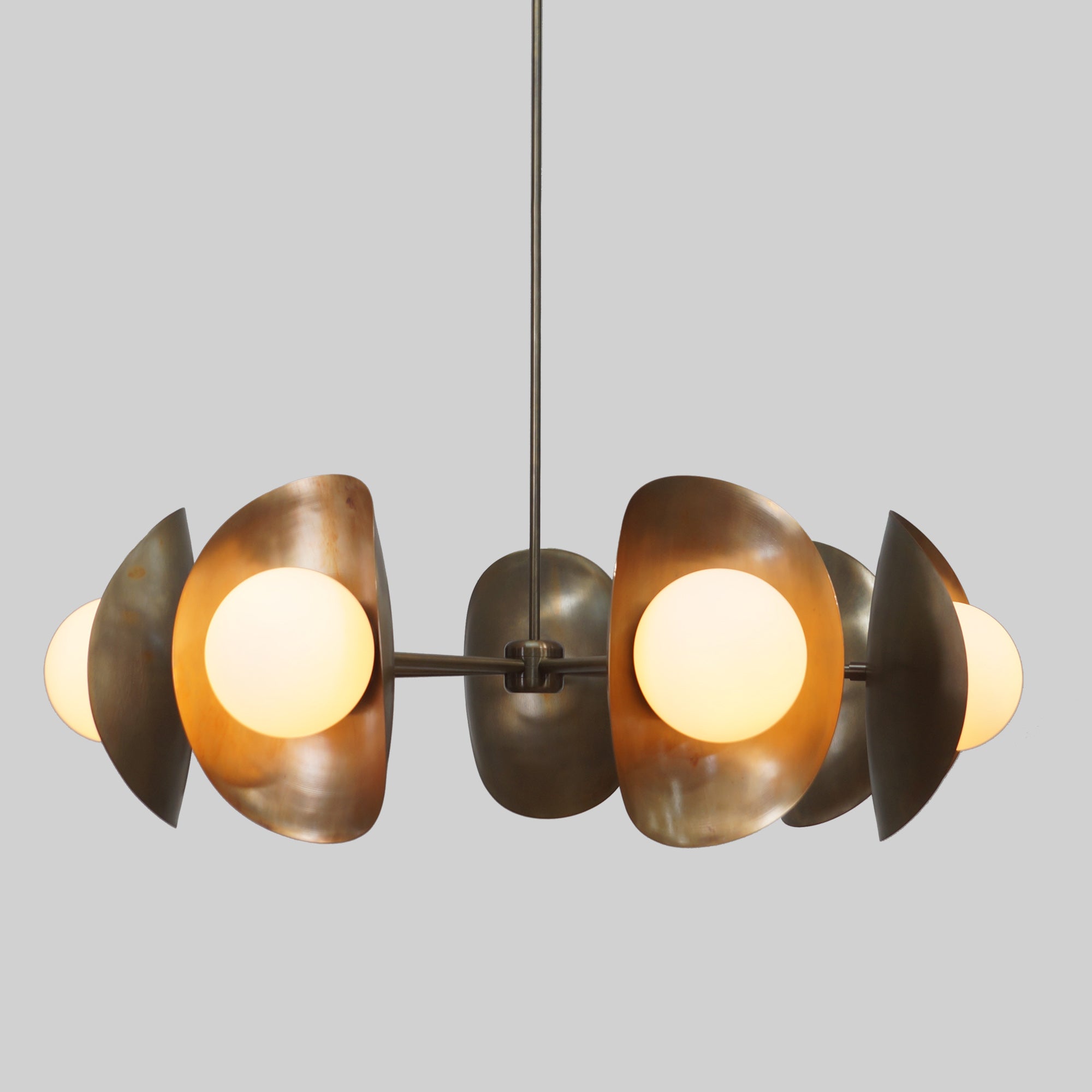 Seven Globe Brass Sputnik Tuna Chandelier Light Fixture - Doozie Light Studio