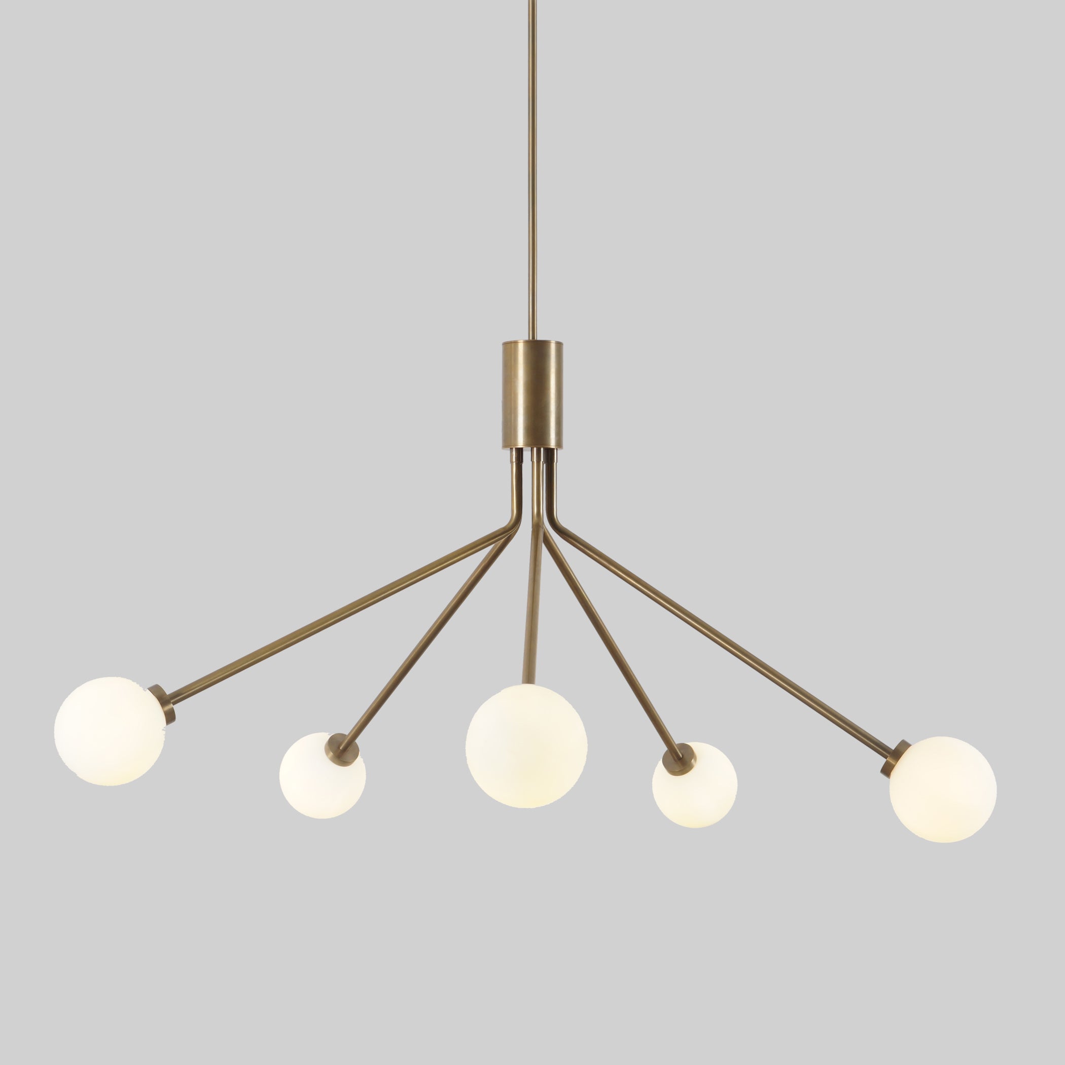 Five Globe Brass Sputnik Spider Chandelier Light Fixture - Doozie Light Studio