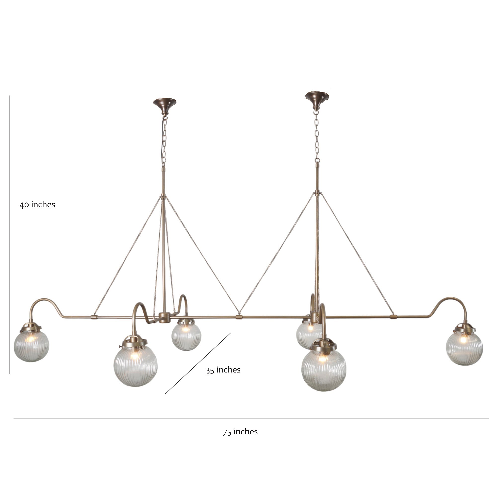 Iceland 6 Brass Chandelier - Doozie Light Studio