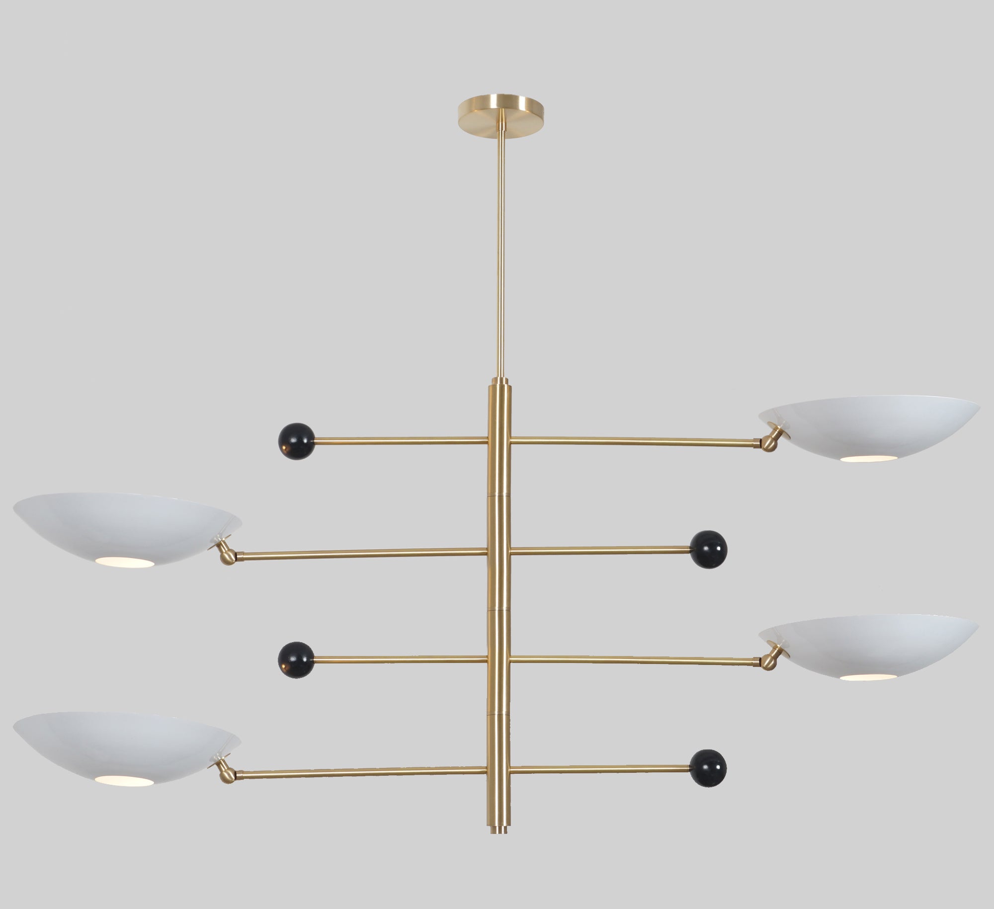 Four Curved Disk Shade Brass Pendant Light - Doozie Light Studio