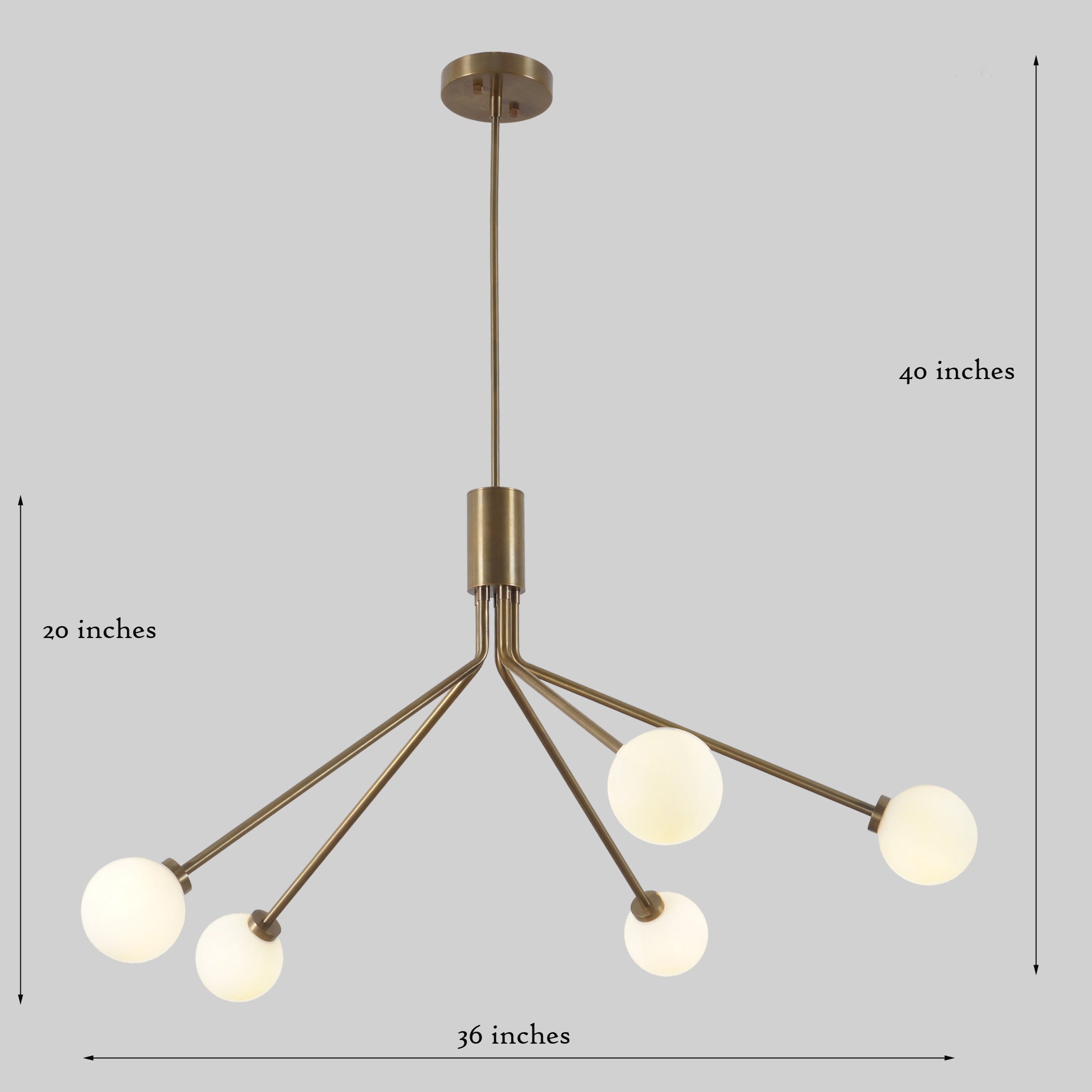 Five Globe Brass Sputnik Spider Chandelier Light Fixture - Doozie Light Studio