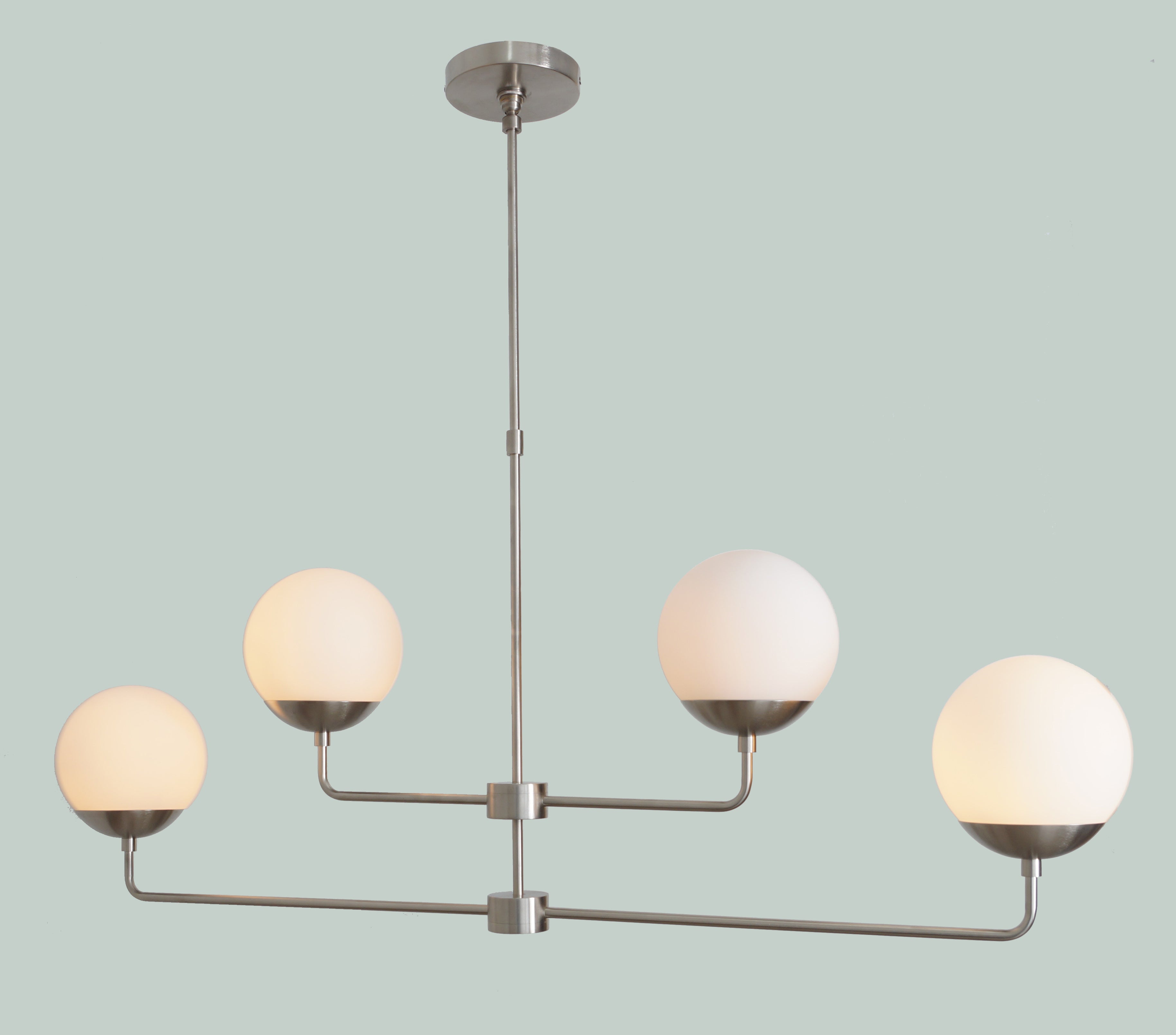 Four Glass Globe Shade Light Brass Sputnik Chandelier - Doozie Light Studio