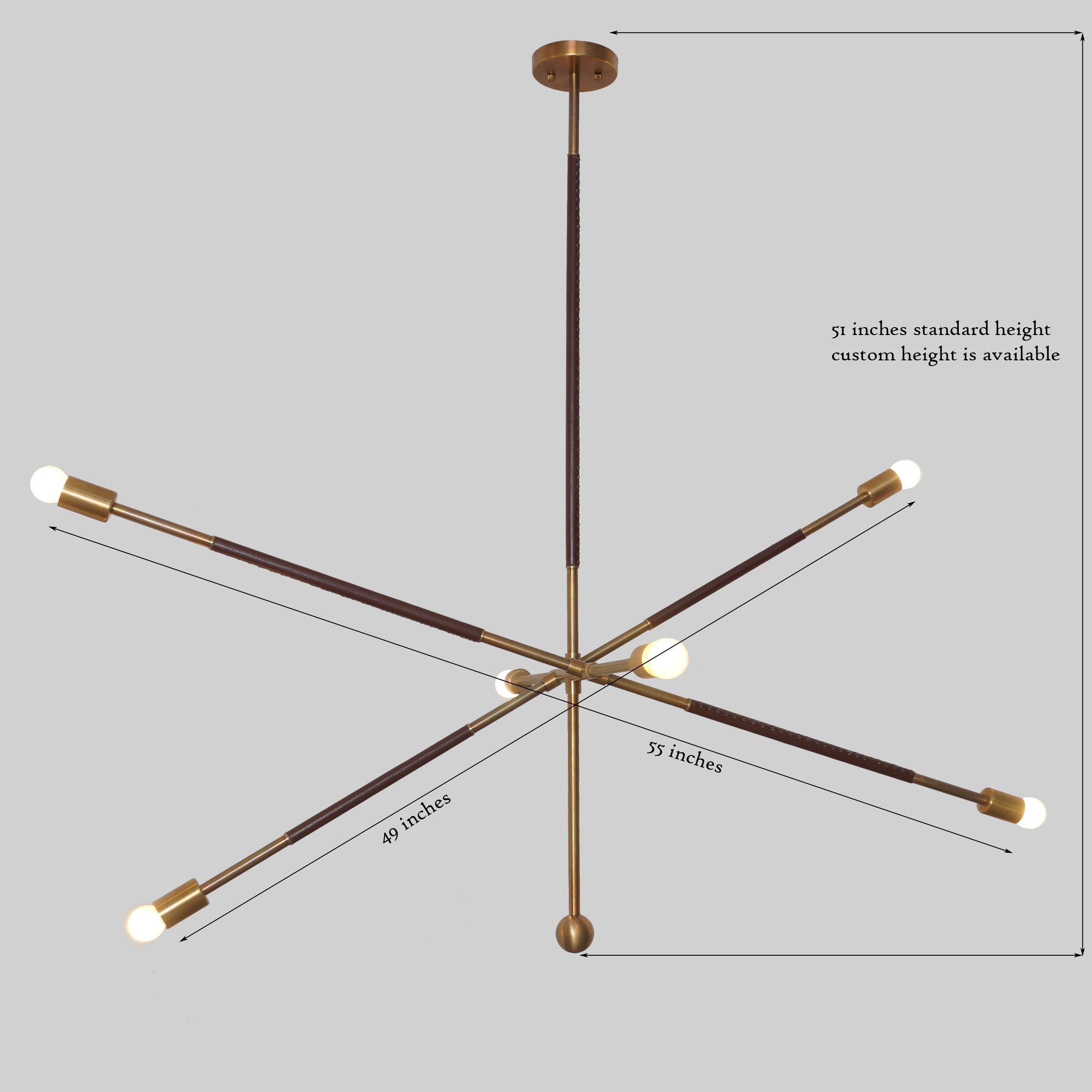 Stilnovo Brass Six Light Highway Ceiling Chandelier Pendant Light - Doozie Light Studio