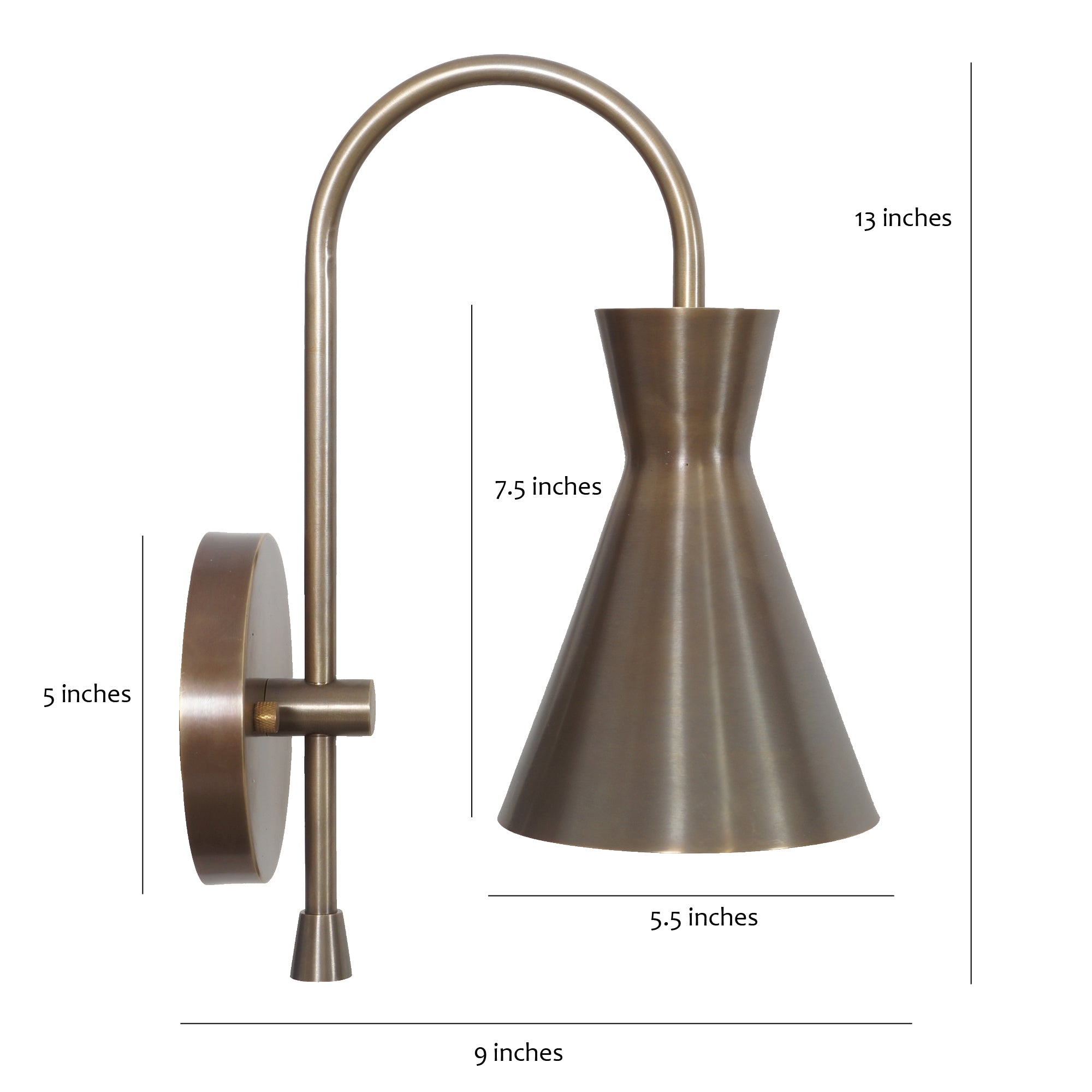 Modern Patina Brass Wall Sconce - Doozie Light Studio