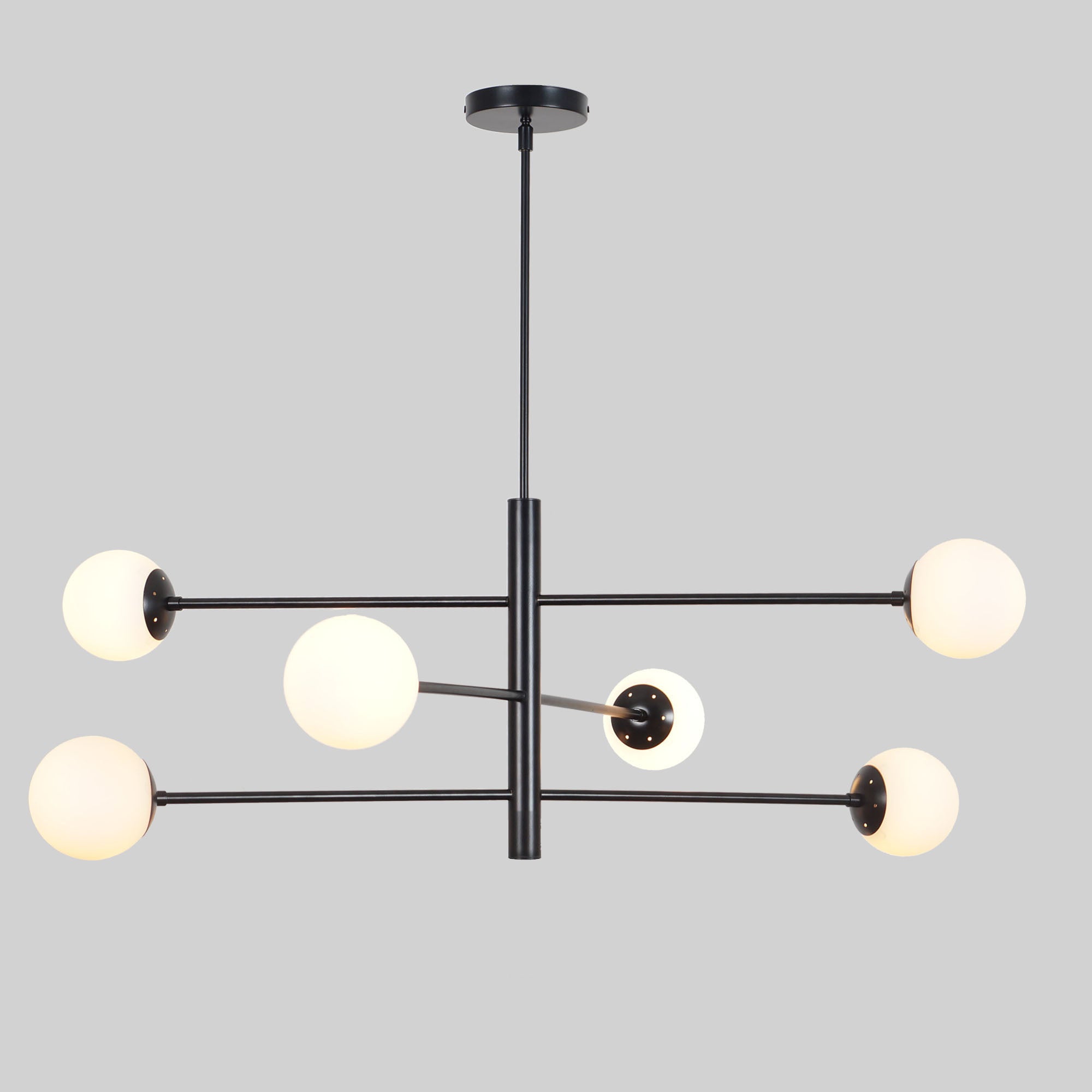 Six Globe Brass Sputnik Chandelier Light Fixture - Doozie Light Studio