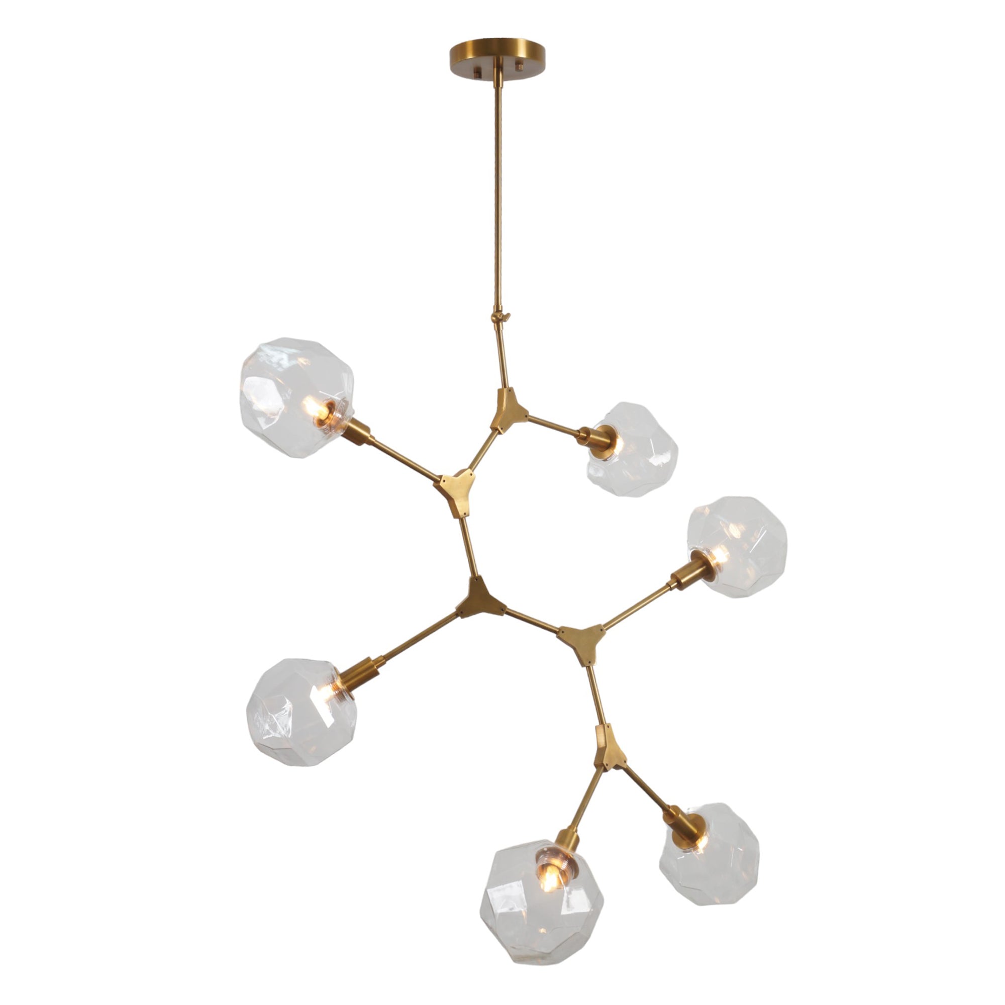 Modern Brass Six Globe Sputnik Branch Chandelier - Doozie Light Studio