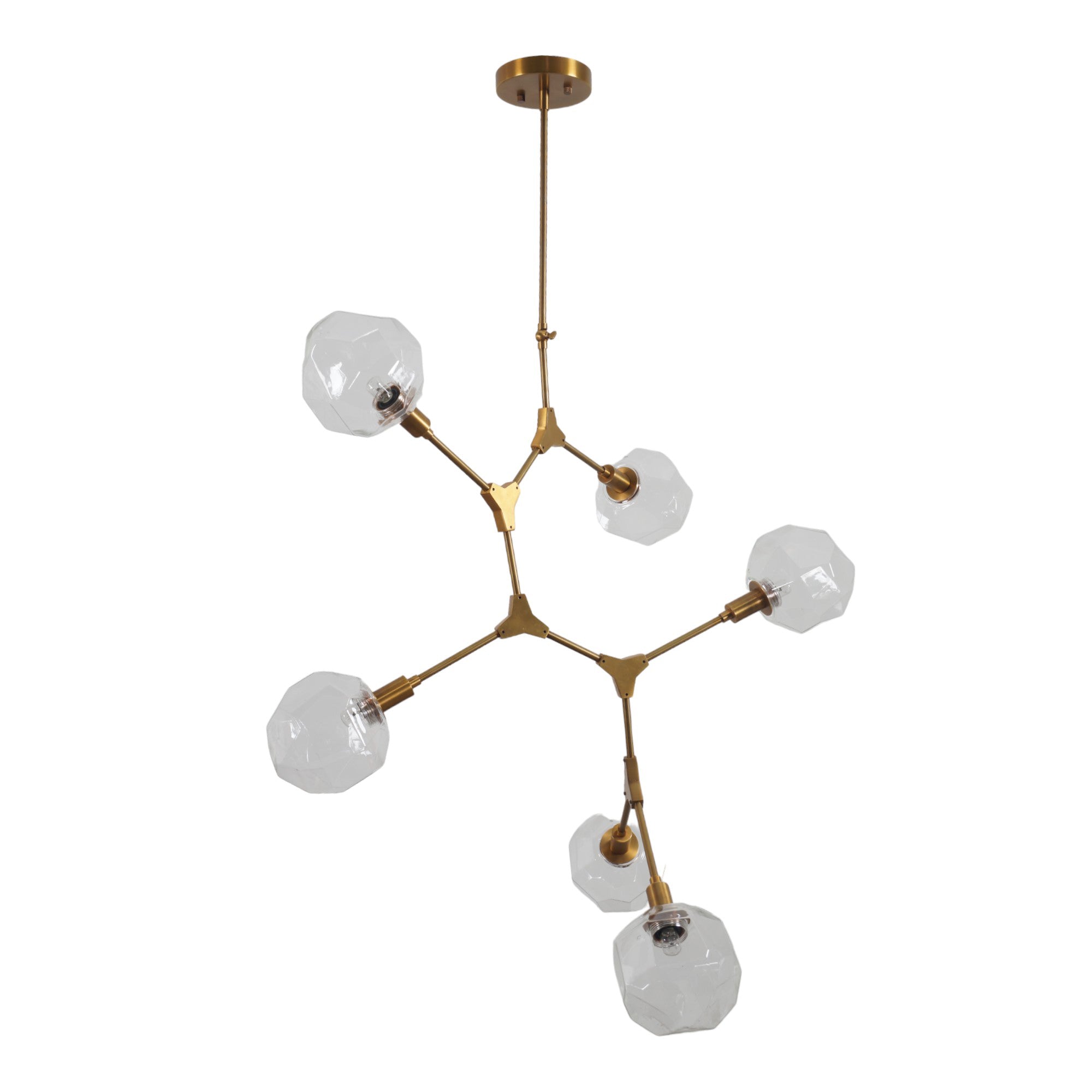 Modern Brass Six Globe Sputnik Branch Chandelier - Doozie Light Studio