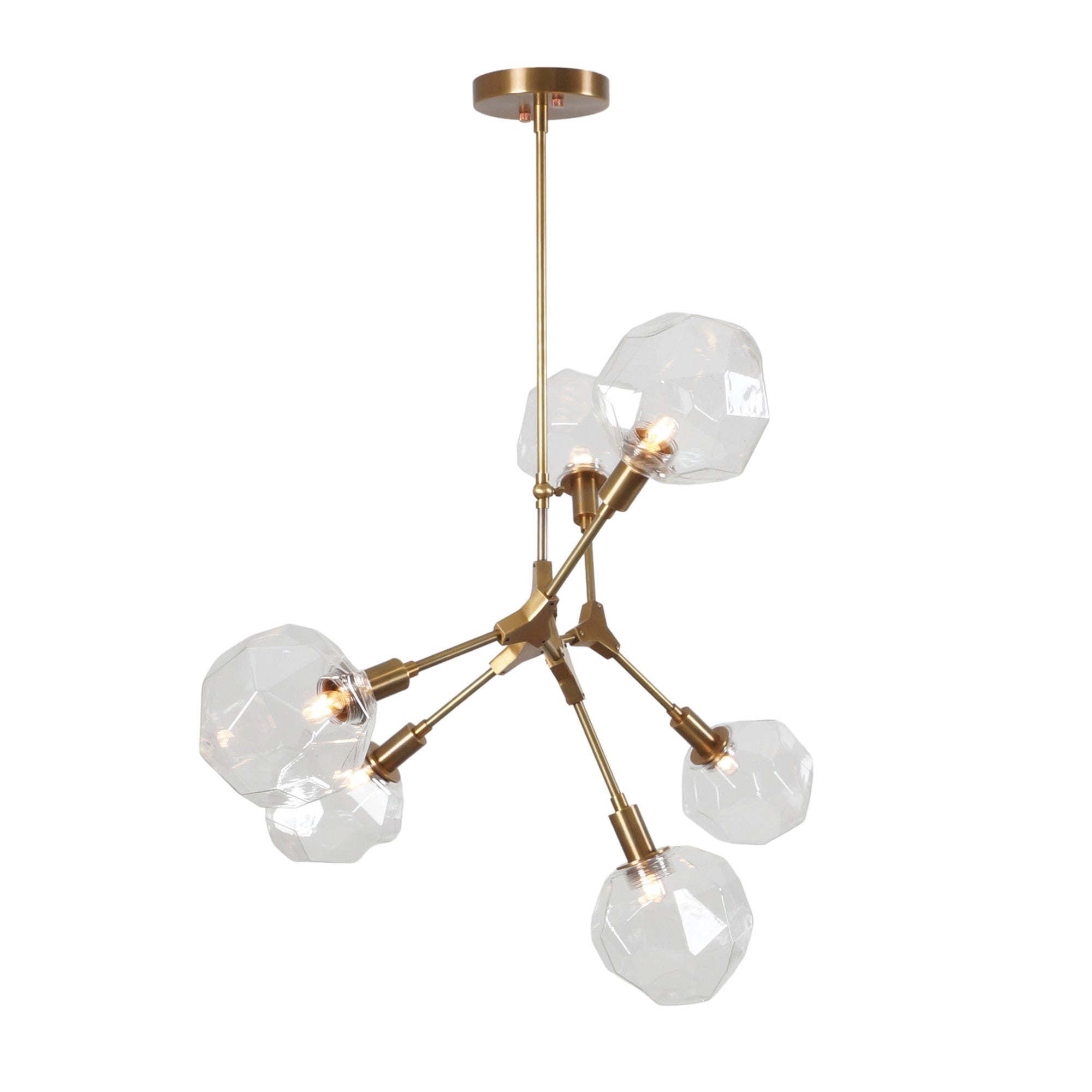 Modern Brass Six Globe Sputnik Branch Chandelier - Doozie Light Studio