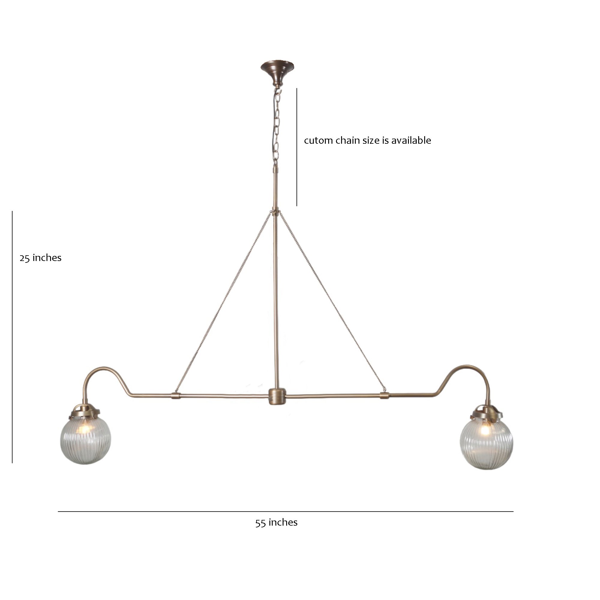 Iceland 2 Brass Chandelier - Doozie Light Studio