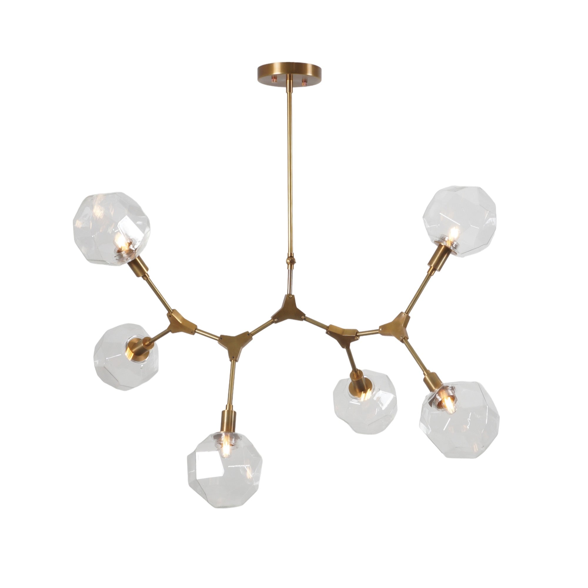 Modern Brass Six Globe Sputnik Branch Chandelier - Doozie Light Studio