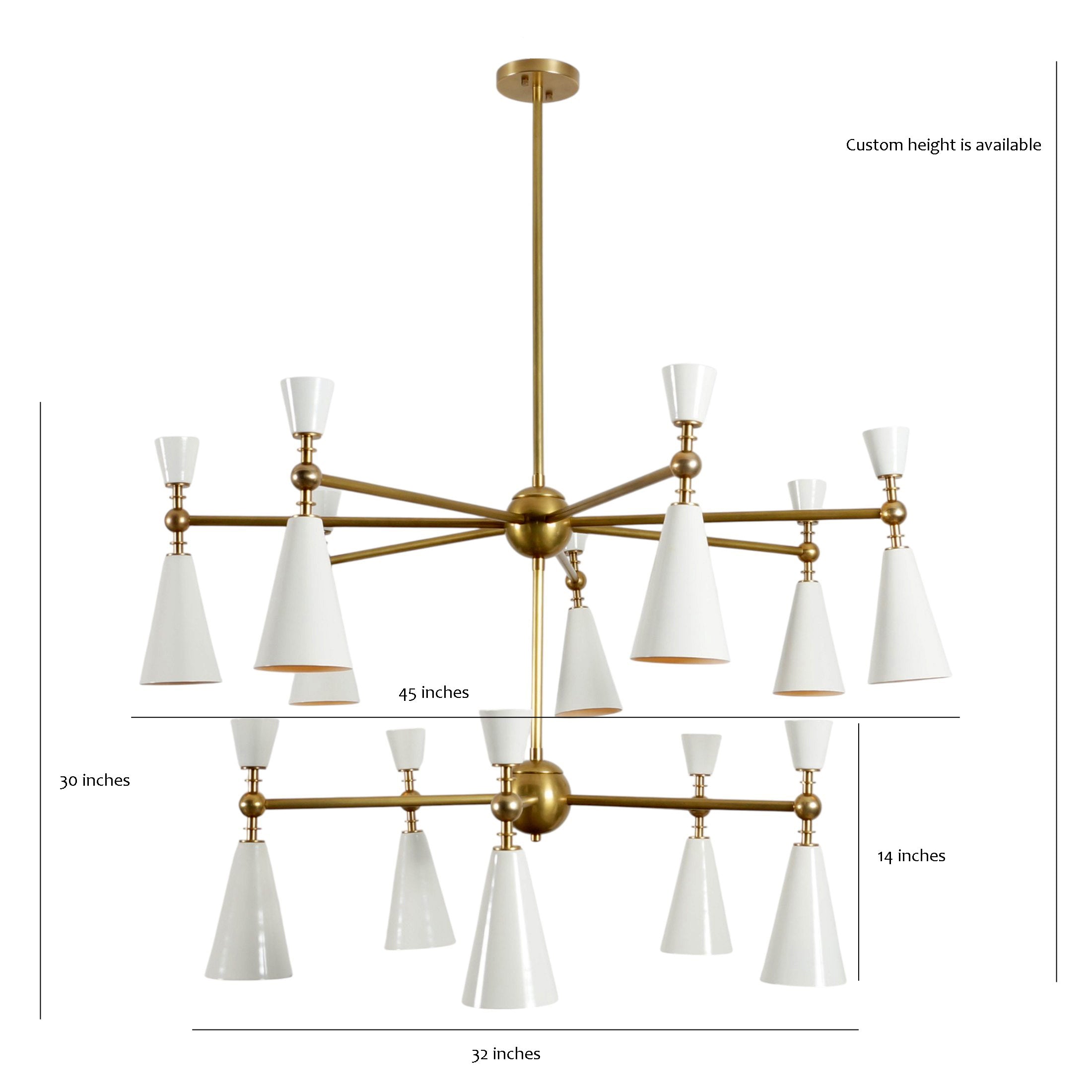 Twelve Light Rox Brass Sputnik Chandelier - Doozie Light Studio