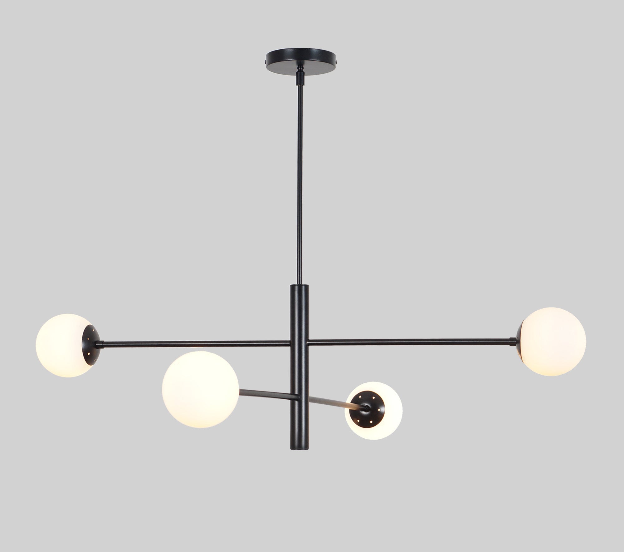 Four Globe Brass Sputnik Chandelier Light Fixture - Doozie Light Studio