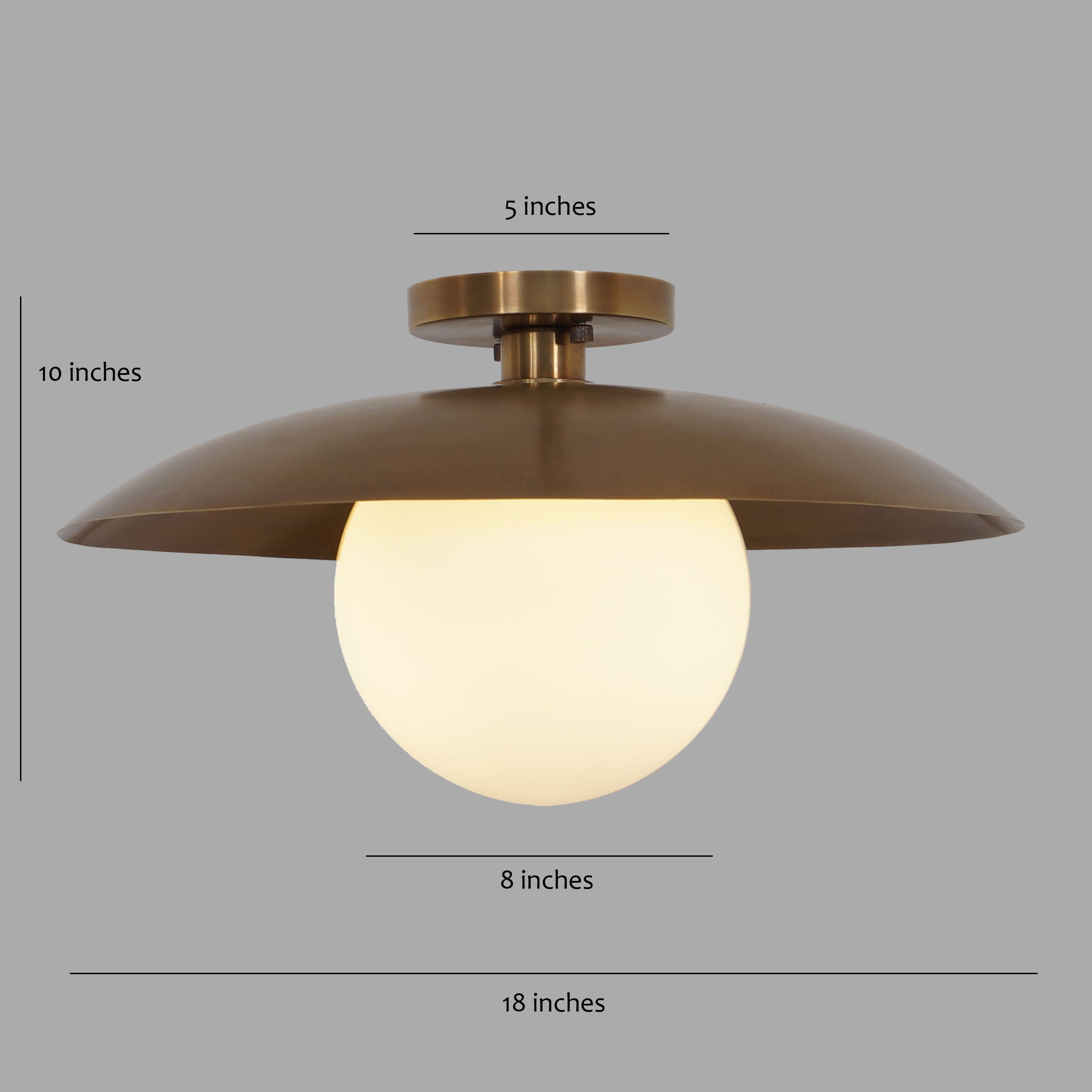 Single Globe Brass Flush Mount Ceiling Lamp - Doozie Light Studio