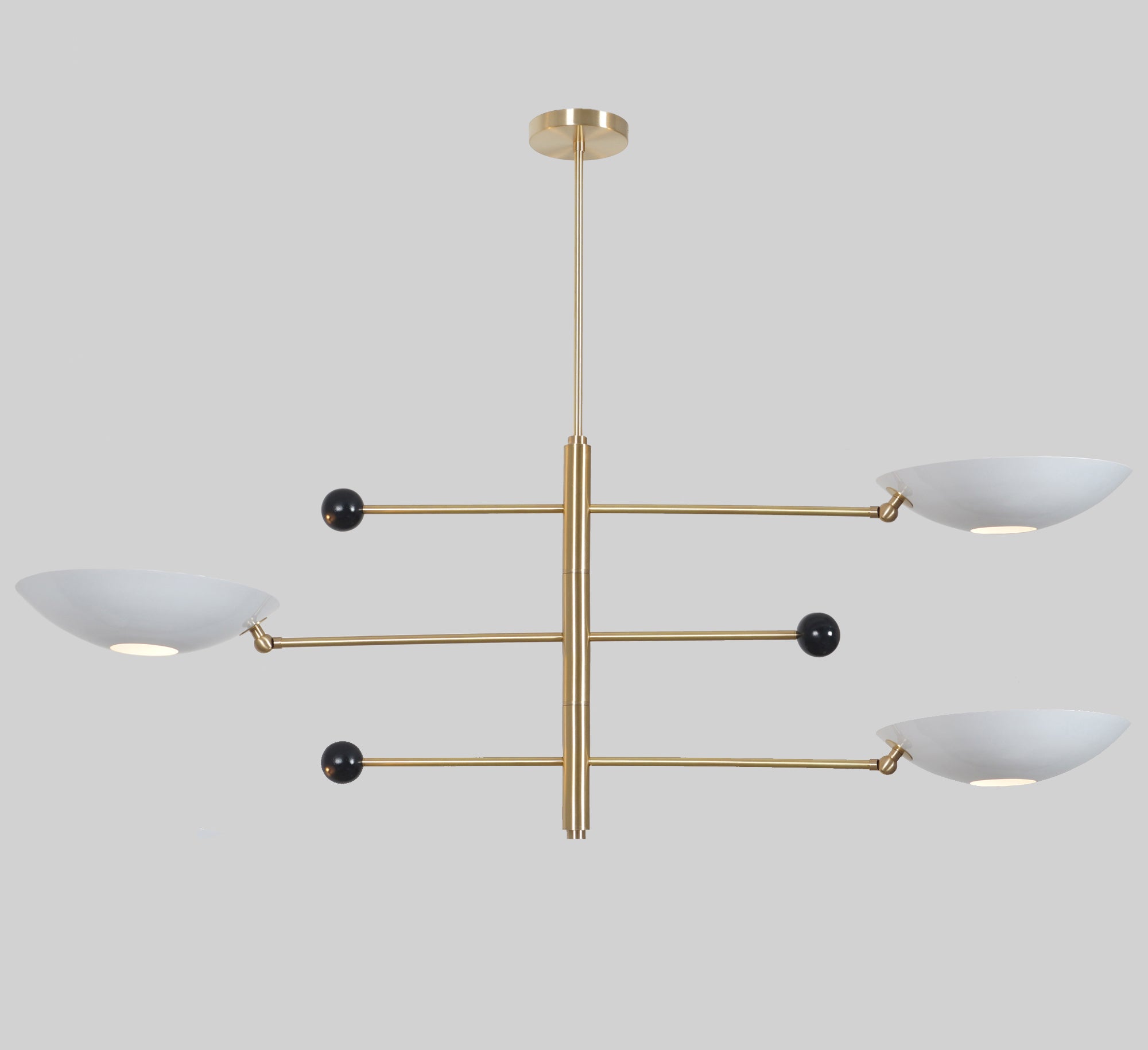 Four Curved Disk Shade Brass Pendant Light - Doozie Light Studio