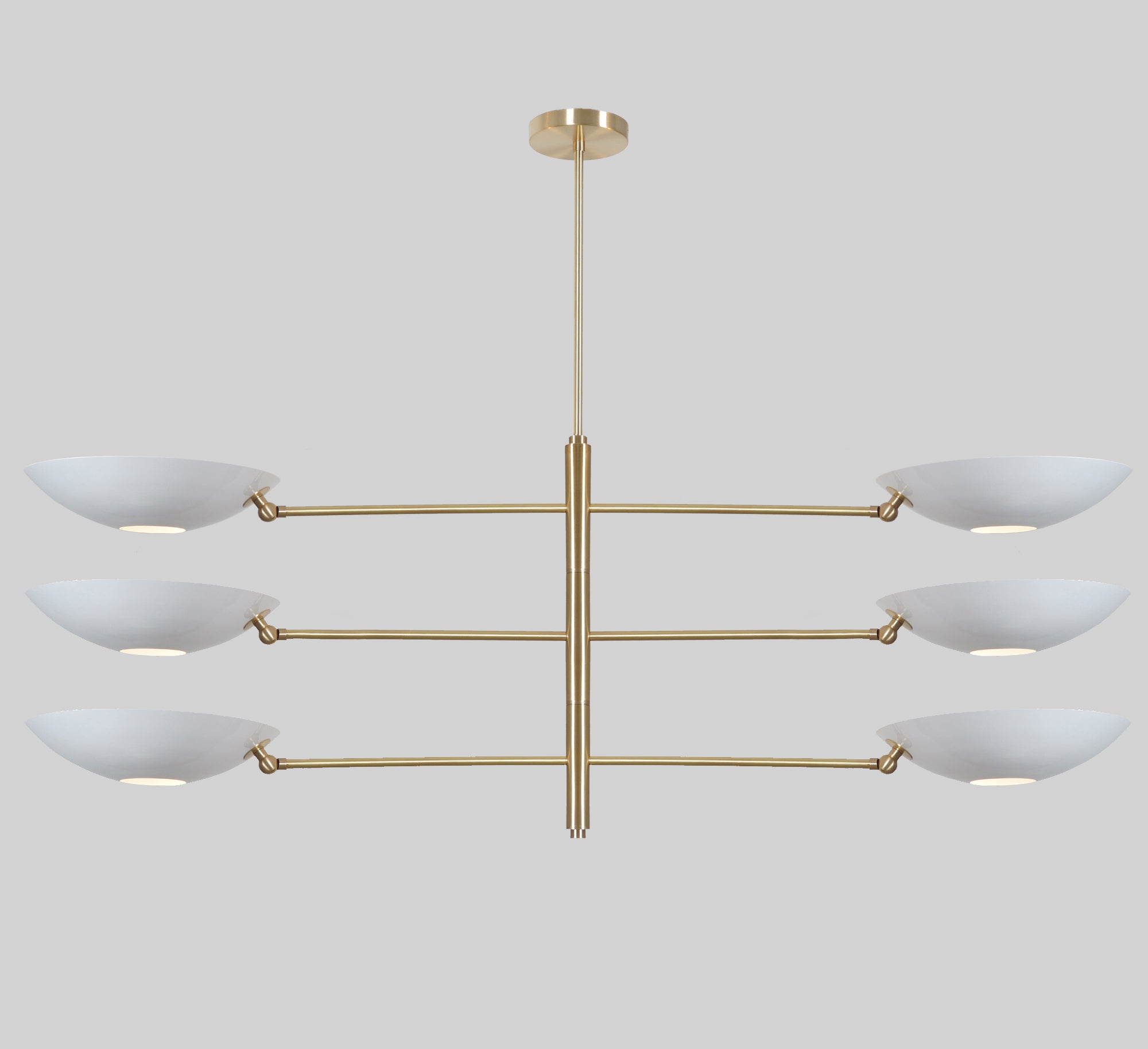 Four Curved Disk Shade Brass Pendant Light - Doozie Light Studio