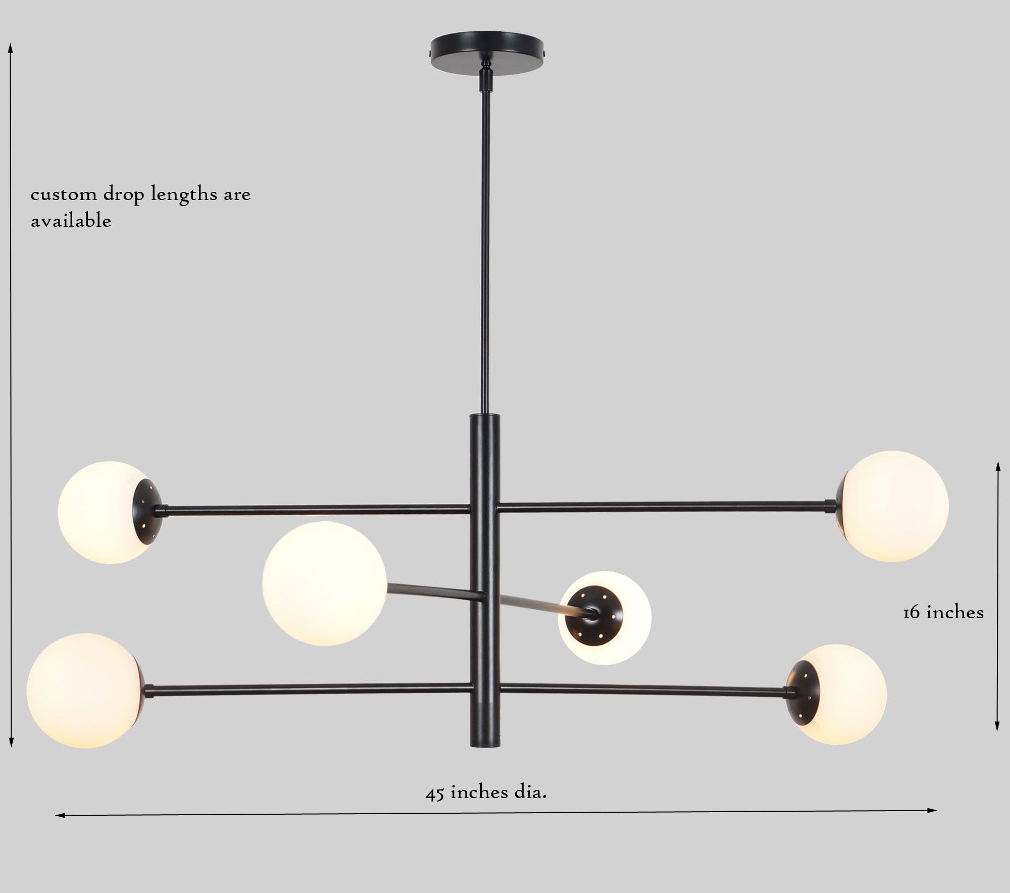 Six Globe Brass Sputnik Chandelier Light Fixture - Doozie Light Studio
