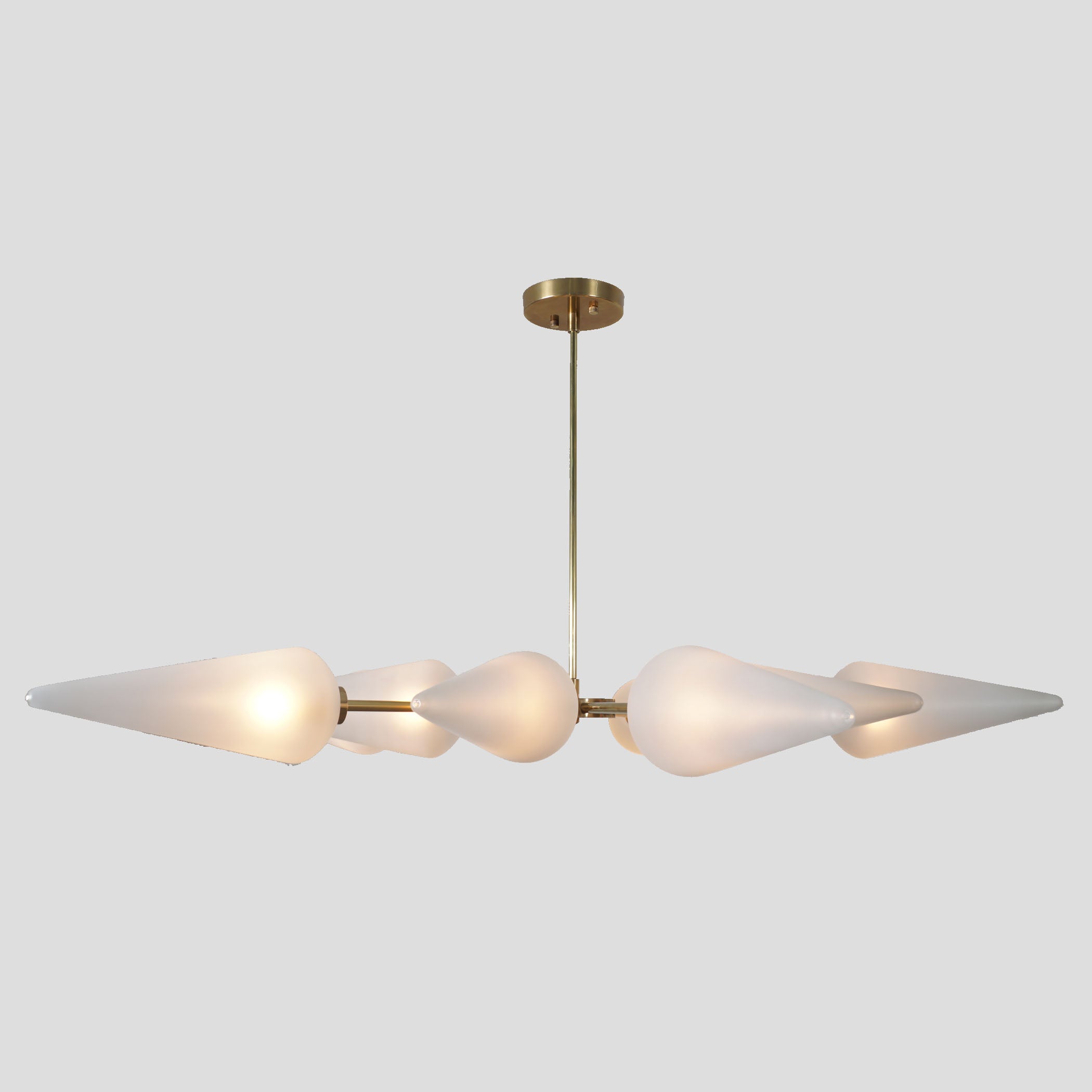 Ten Glass Shade Light Brass Sputnik Chandelier Ceiling Light - Doozie Light Studio