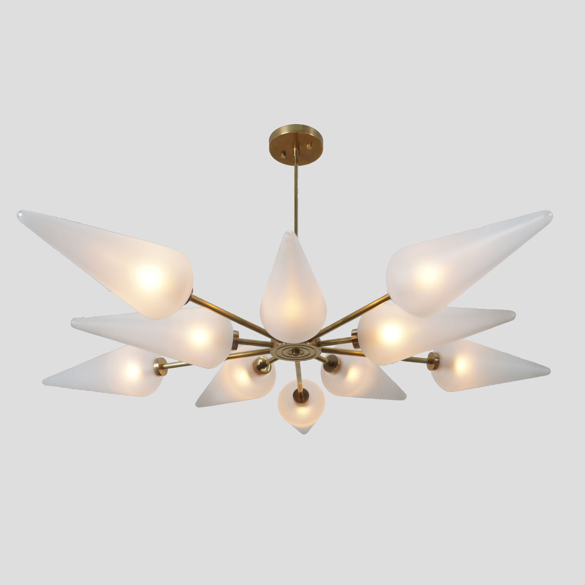 Ten Glass Shade Light Brass Sputnik Chandelier Ceiling Light - Doozie Light Studio