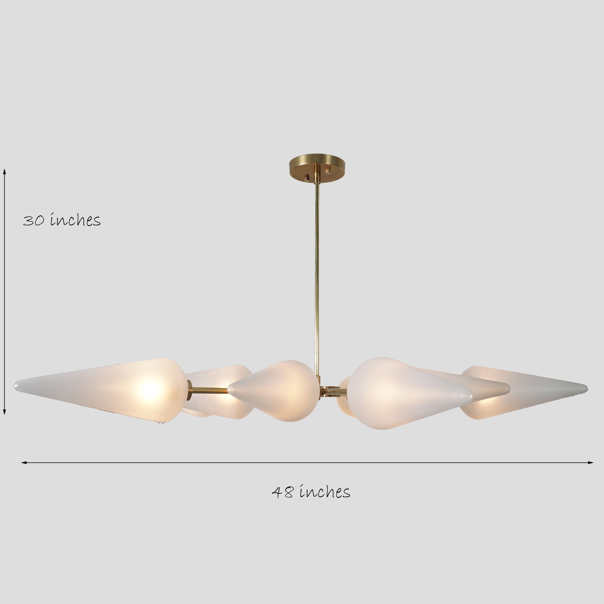 Ten Glass Shade Light Brass Sputnik Chandelier Ceiling Light - Doozie Light Studio