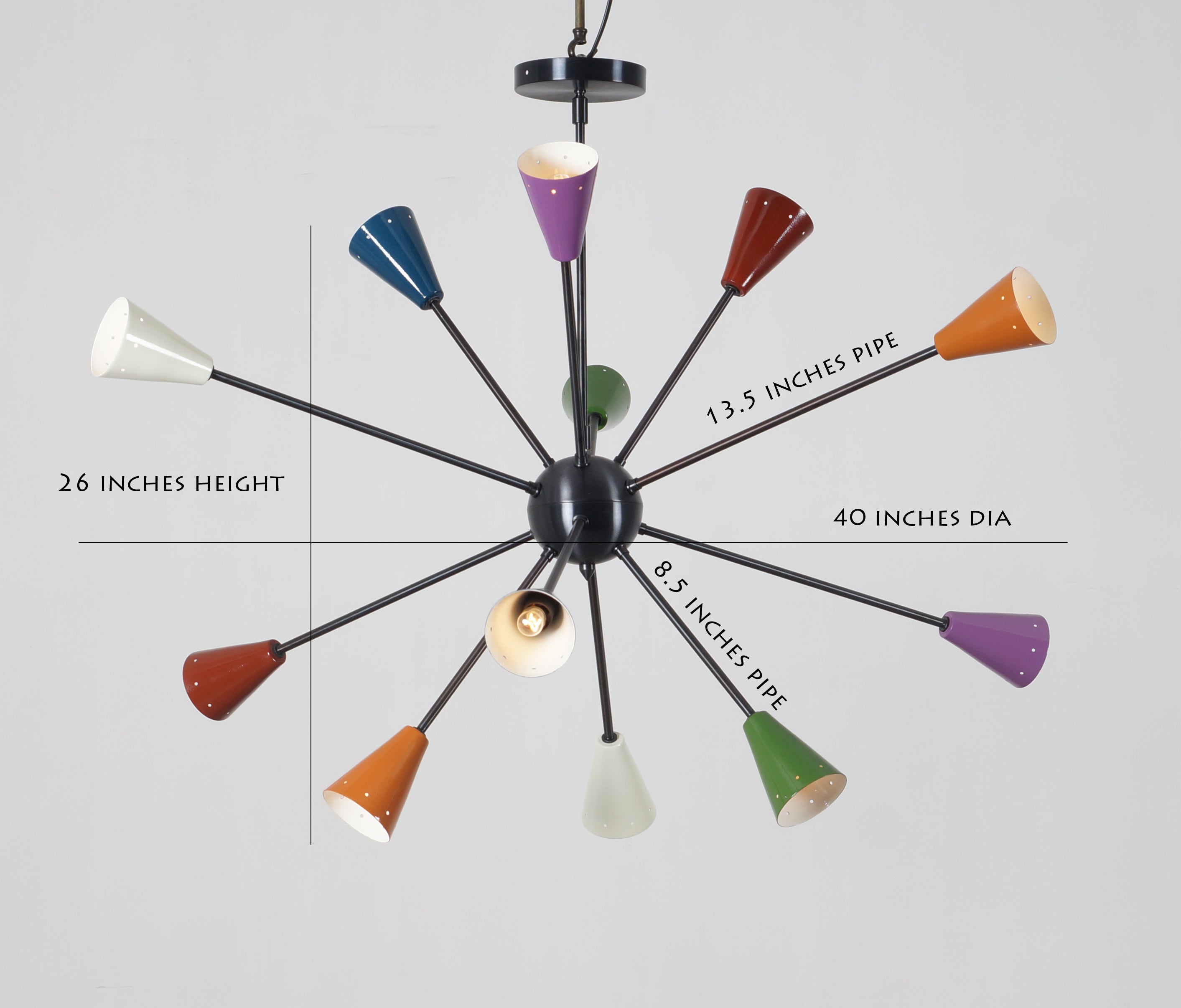 Twelve Light Multi Color Sputnik Chandelier - Doozie Light Studio