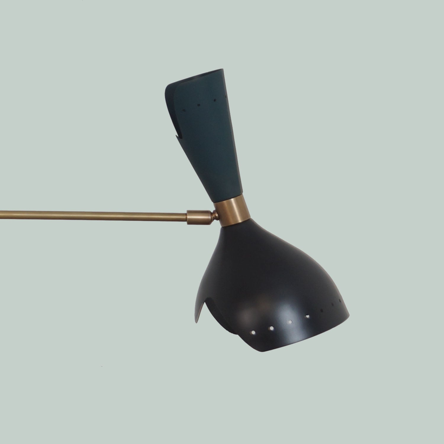 Three Light Shade Brass Pendant Light Fixture - Doozie Light Studio
