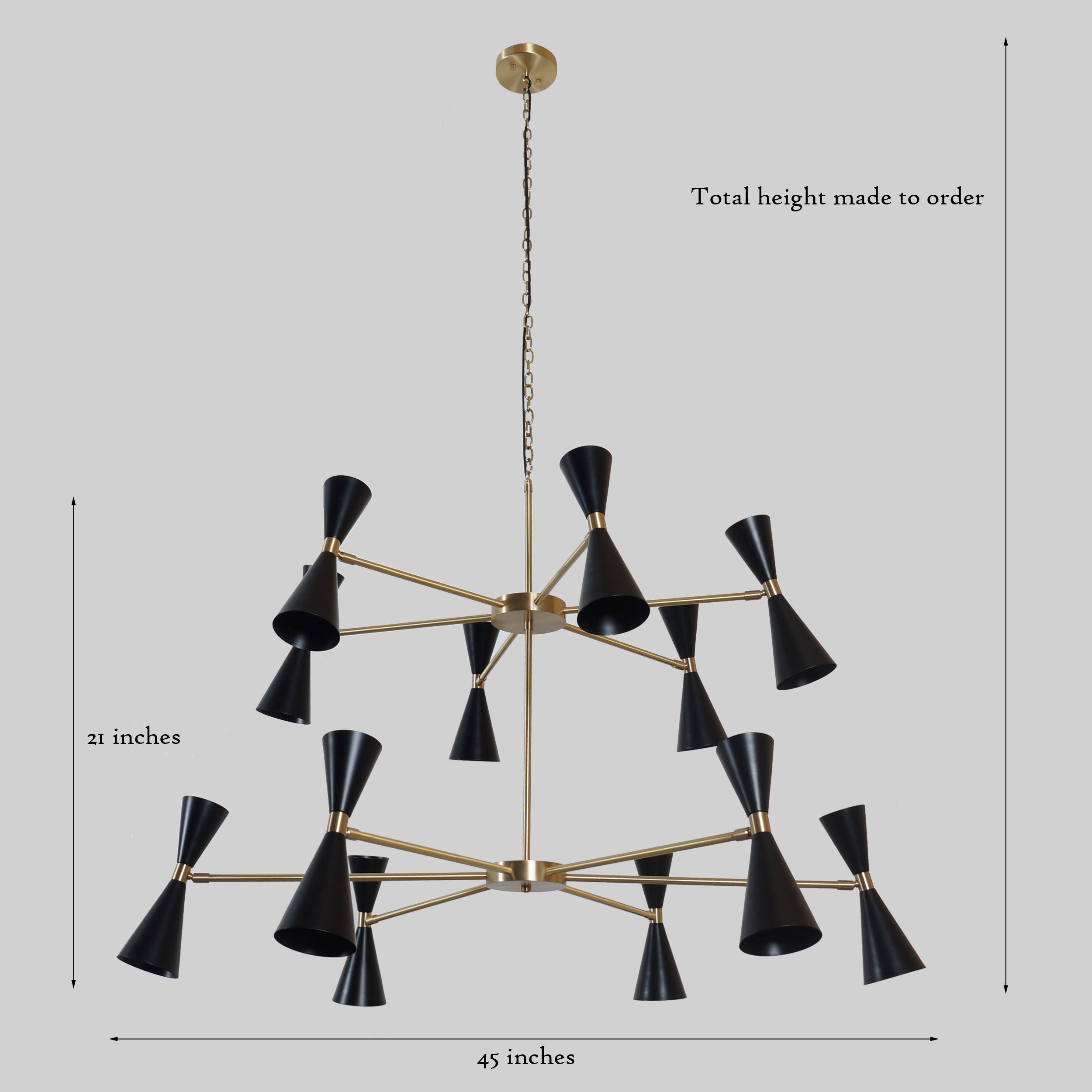 Two Tier Twelve Light Shade Sputnik Chandelier Light Fixture - Doozie Light Studio