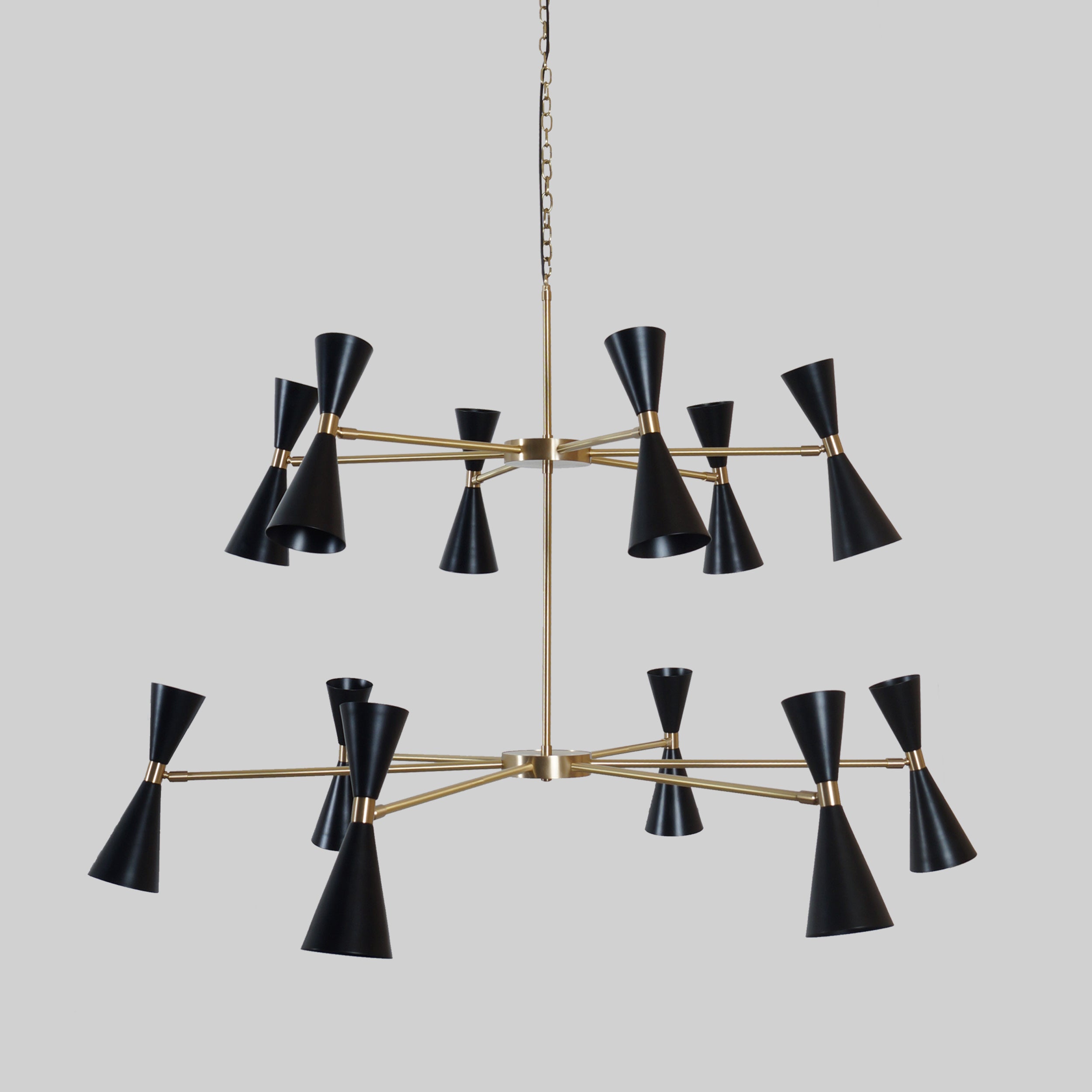 Two Tier Twelve Light Shade Sputnik Chandelier Light Fixture - Doozie Light Studio