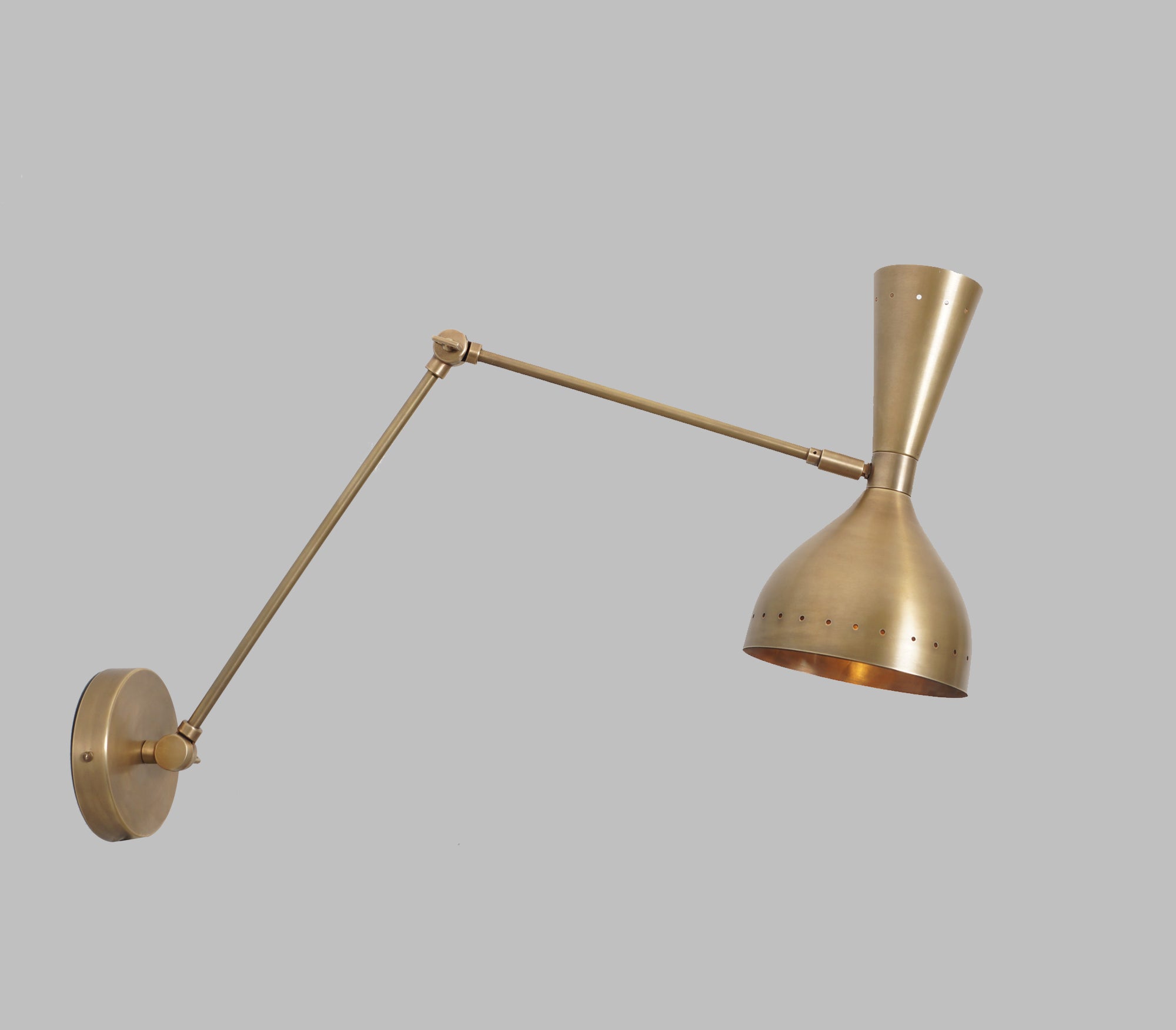 Articulated Arm Brass Diabola Wall Lamp - Doozie Light Studio