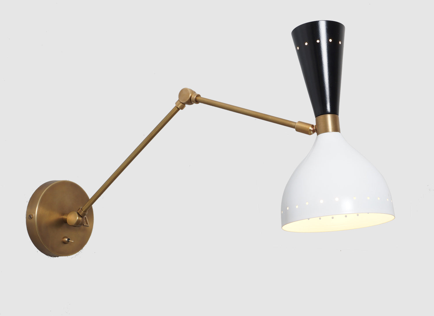 Articulated Arm Brass Diabola Wall Lamp - Doozie Light Studio