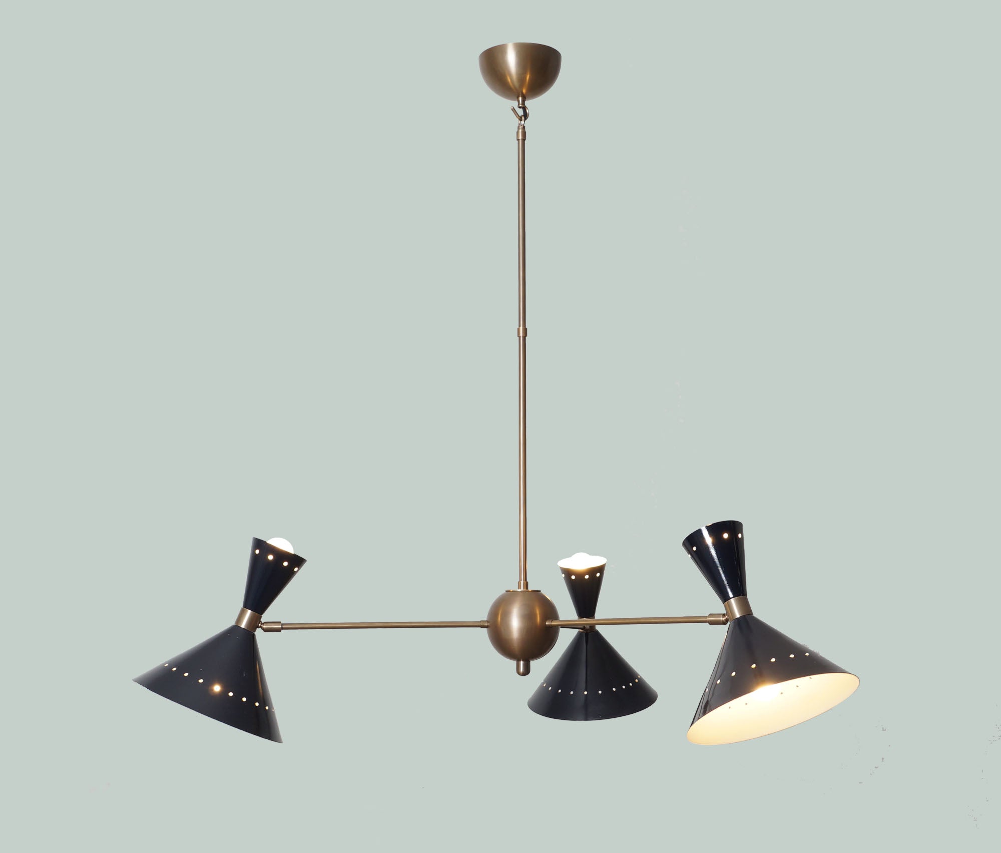 Three Cone Shade Light Brass Sputnik Chandelier - Doozie Light Studio