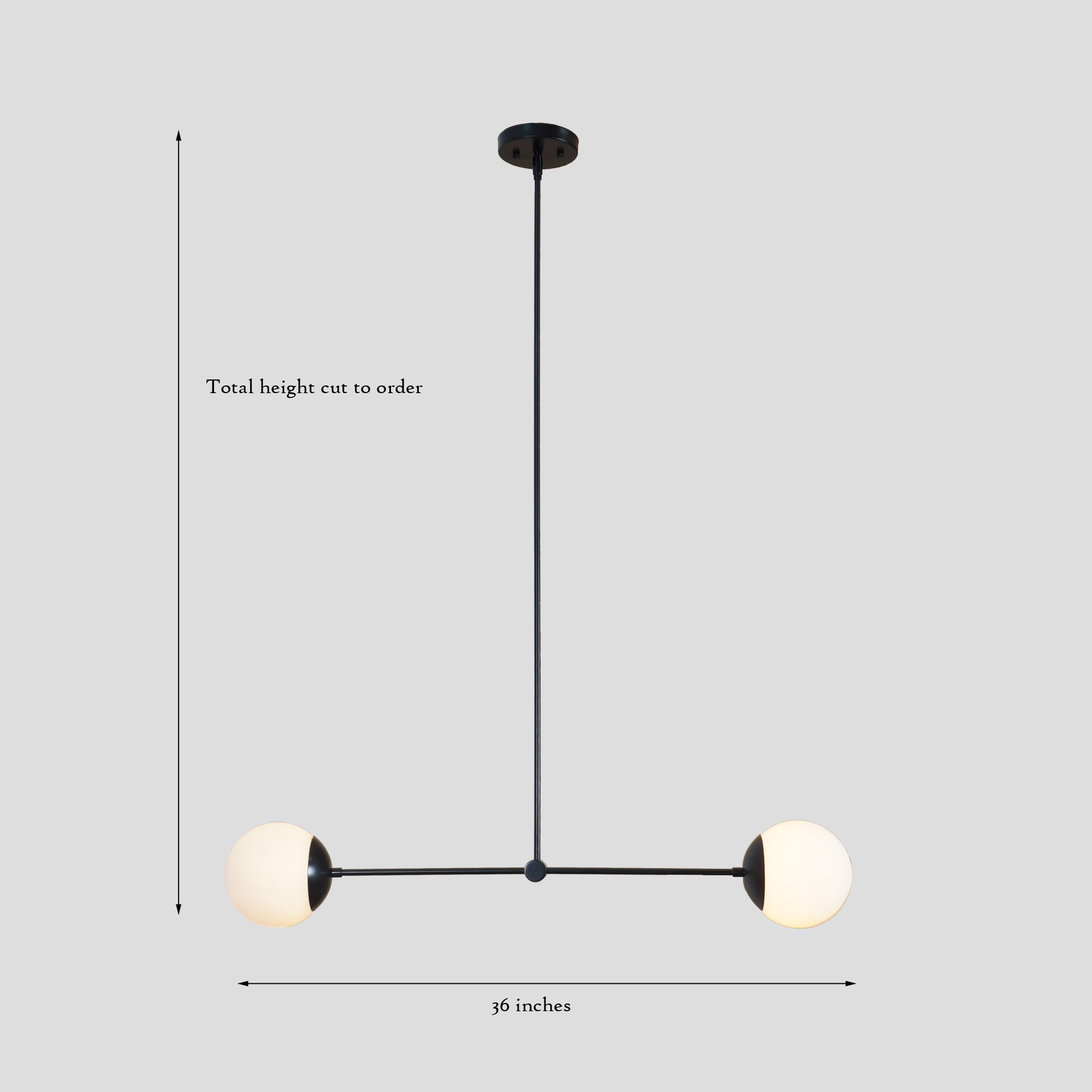 Two Globe Light Brass Linear Pendant Light - Doozie Light Studio