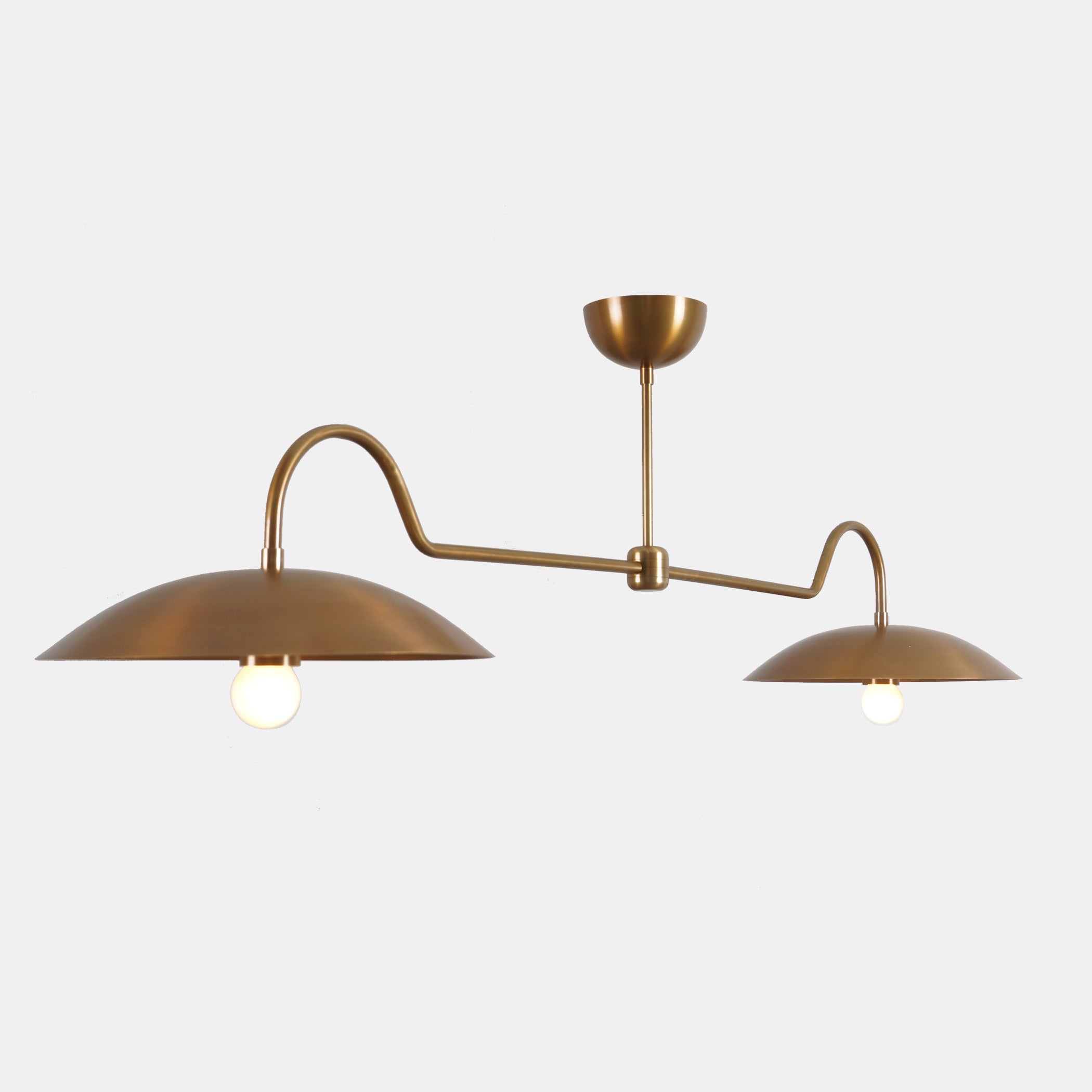 2 Disk Shade Brass Chandelier - Doozie Light Studio