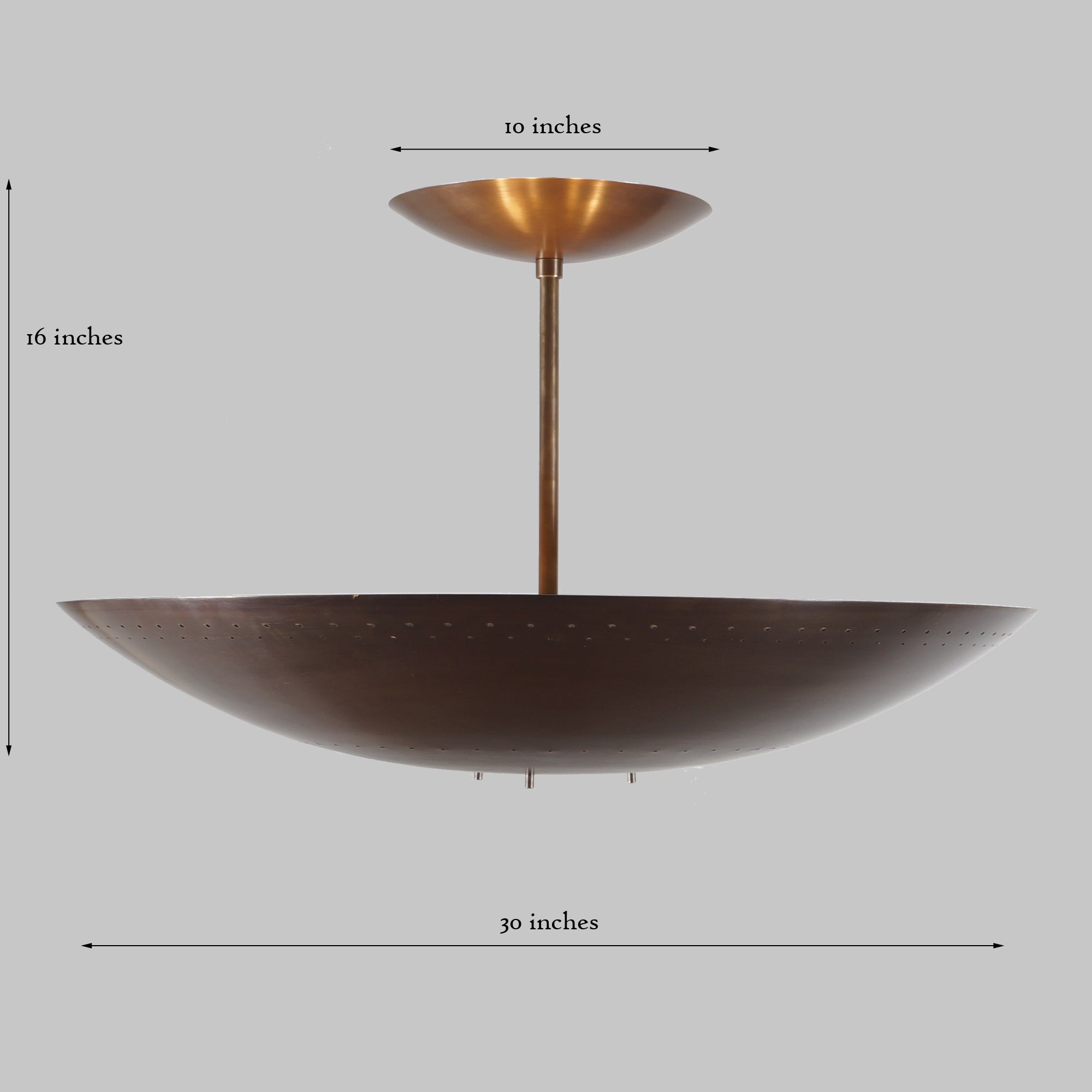 Aura 30 Inches Perforated Brass Ceiling Pendant Light - Doozie Light Studio