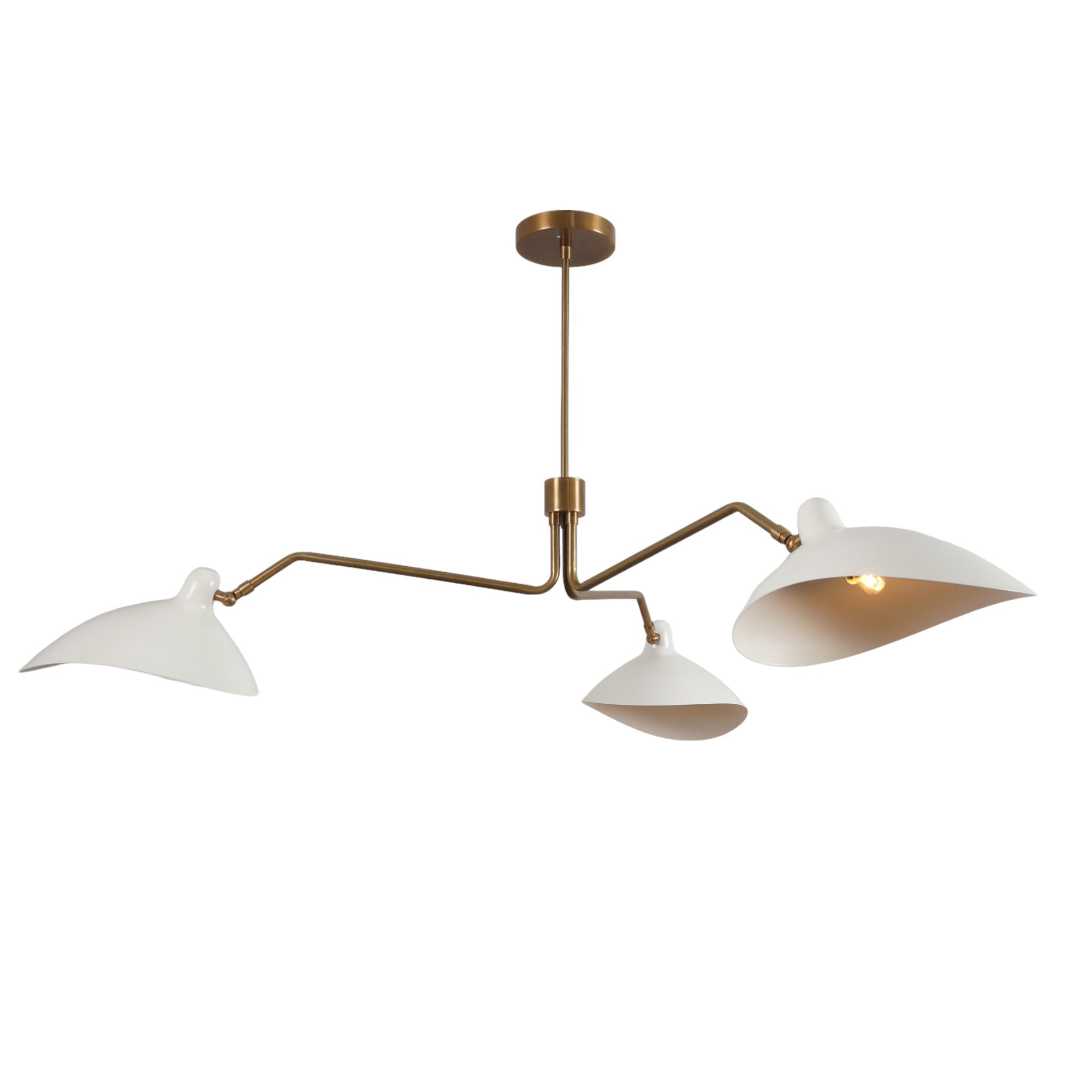 Three Light Brass Sputnik Chandelier - Doozie Light Studio