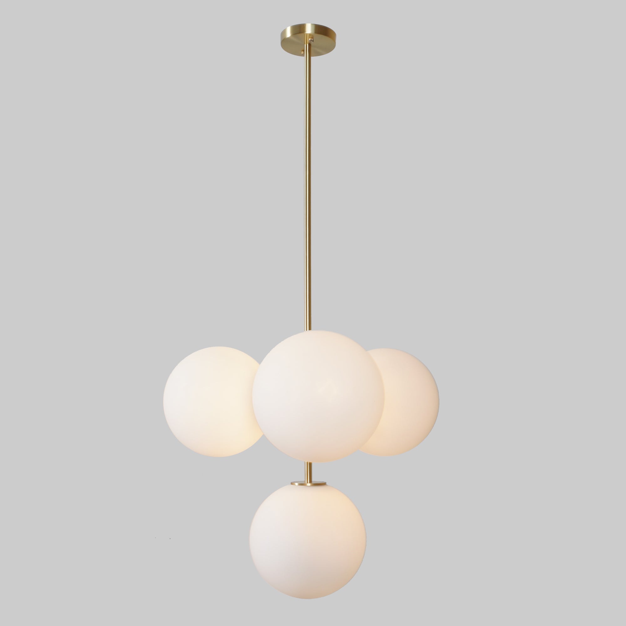 Five Globe Brass Pendant Light Fixture - Doozie Light Studio