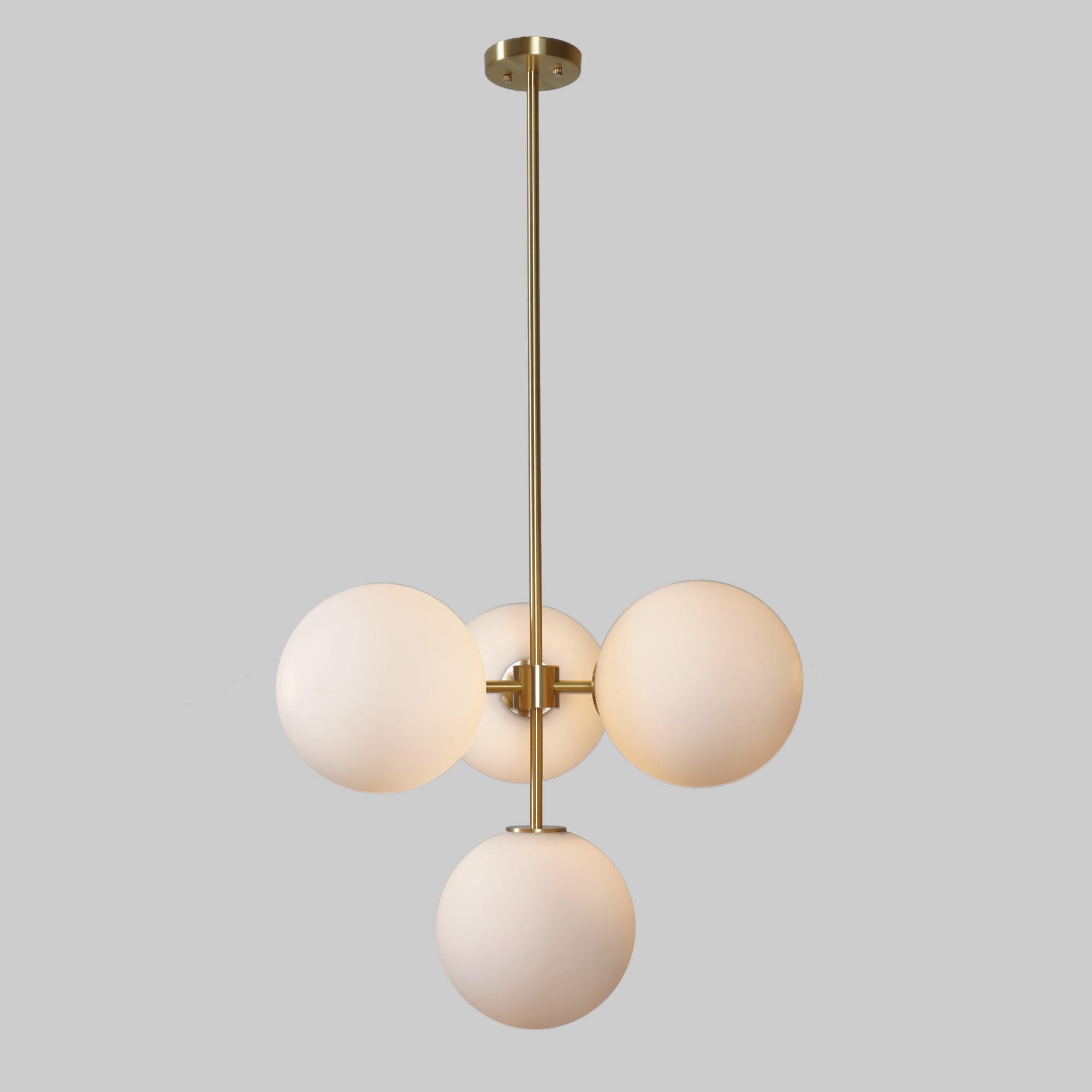 Five Globe Brass Pendant Light Fixture - Doozie Light Studio