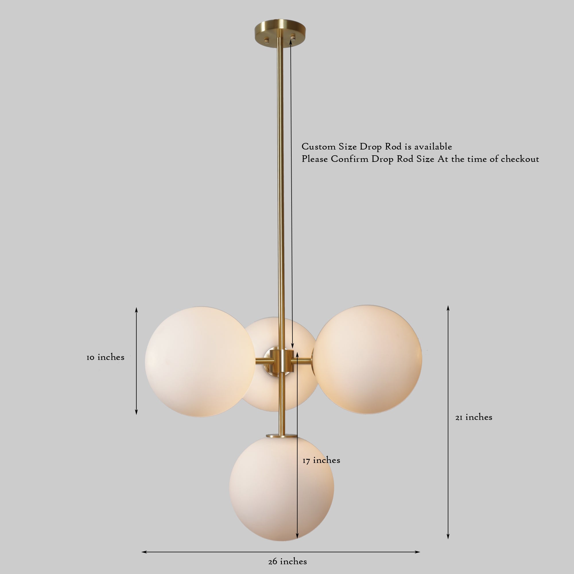 Five Globe Brass Pendant Light Fixture - Doozie Light Studio
