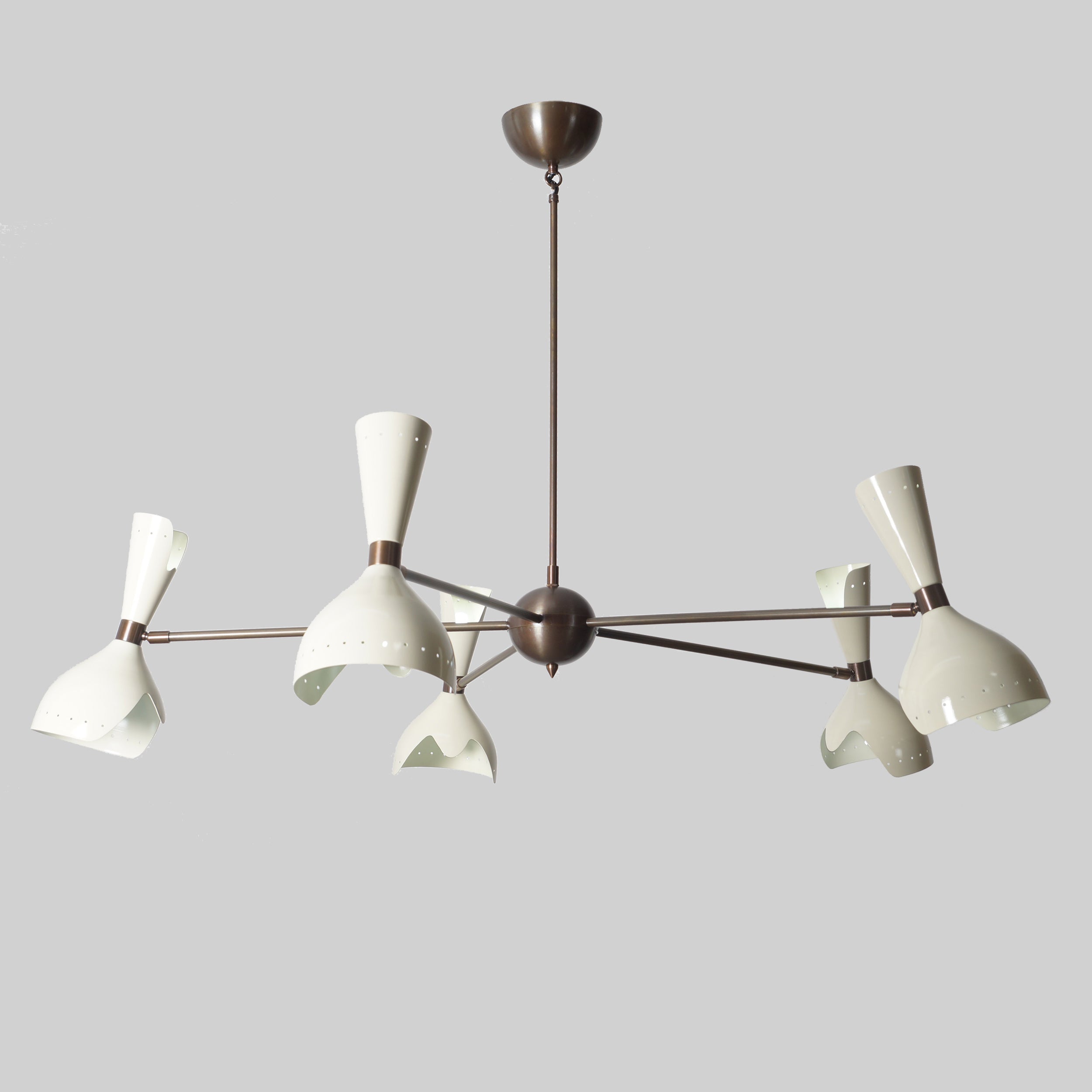 Diabola 5 Stilnovo Brass Chandelier Fixture - Doozie Light Studio