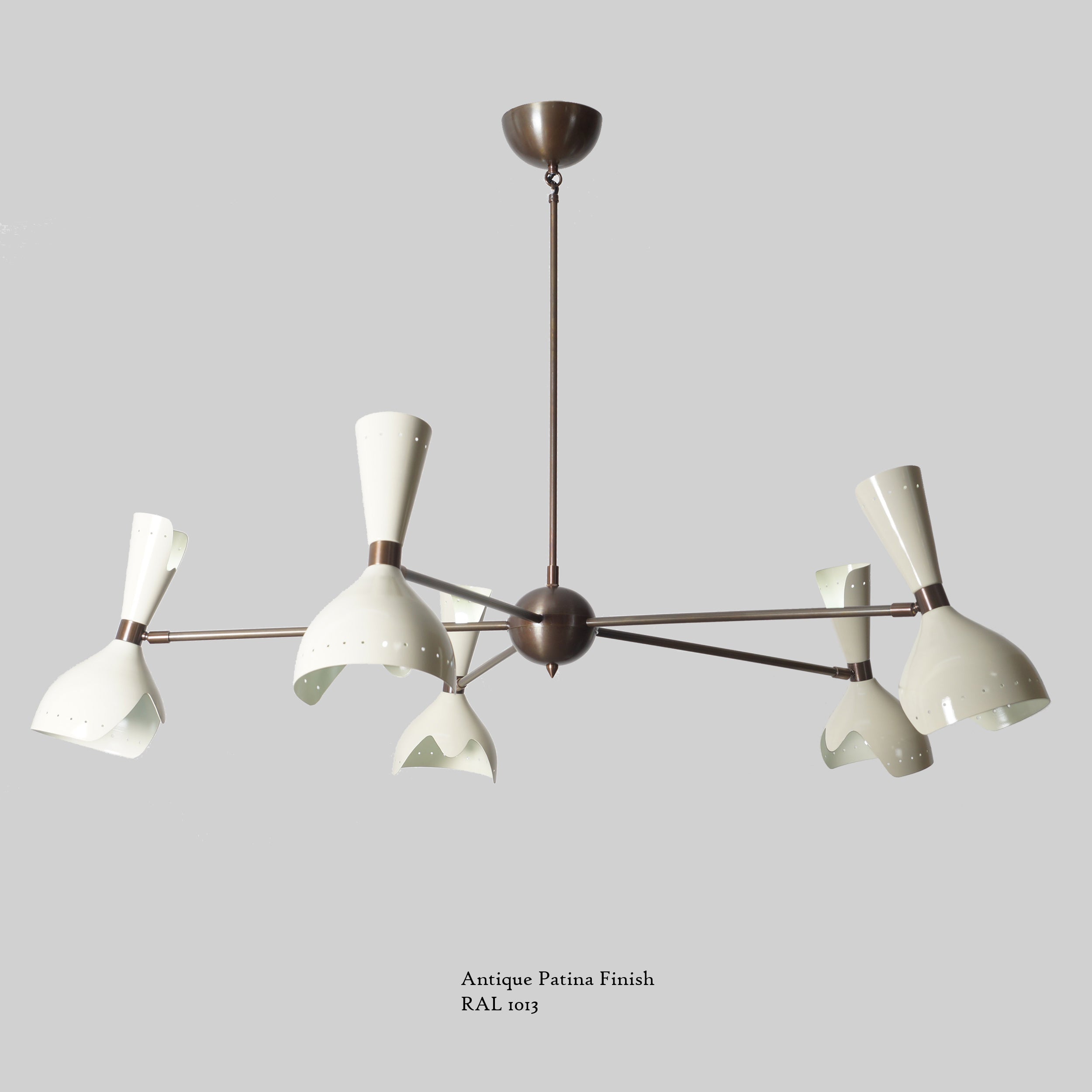 Diabola 5 Stilnovo Brass Chandelier Fixture - Doozie Light Studio