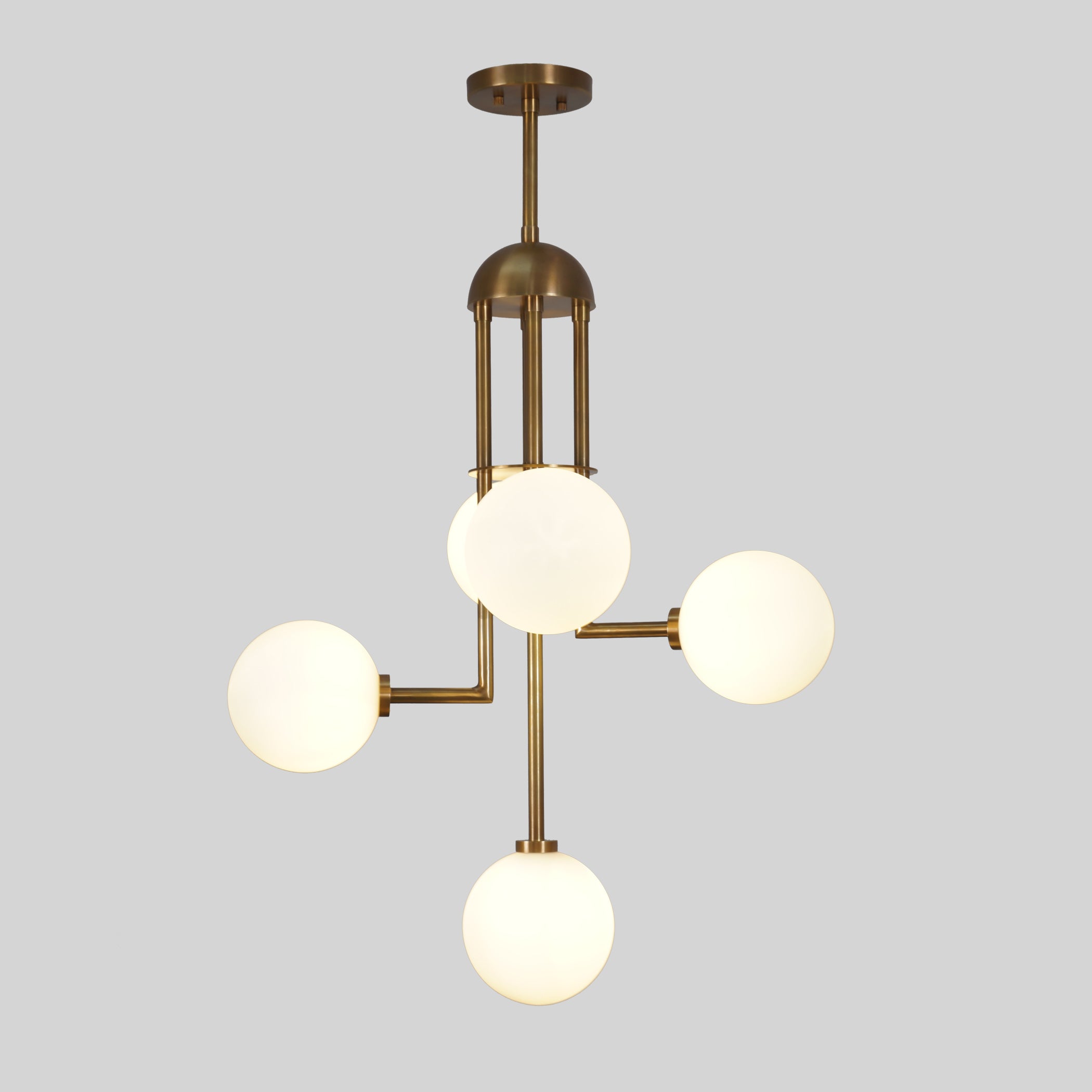 Five Globe Brass Ceiling Chandelier Pendant Light - Doozie Light Studio