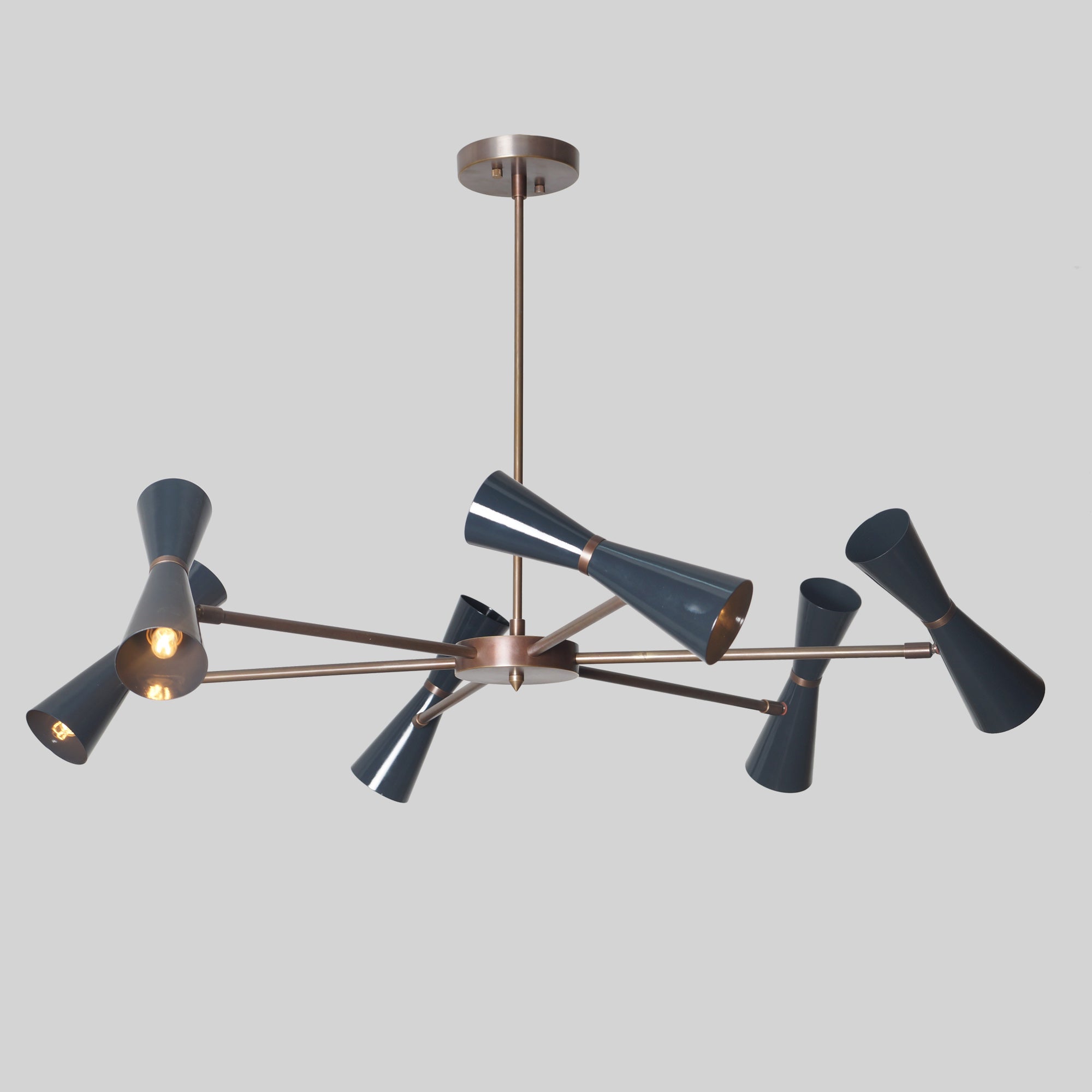 Six Light Brass Sputnik Chandelier - Doozie Light Studio